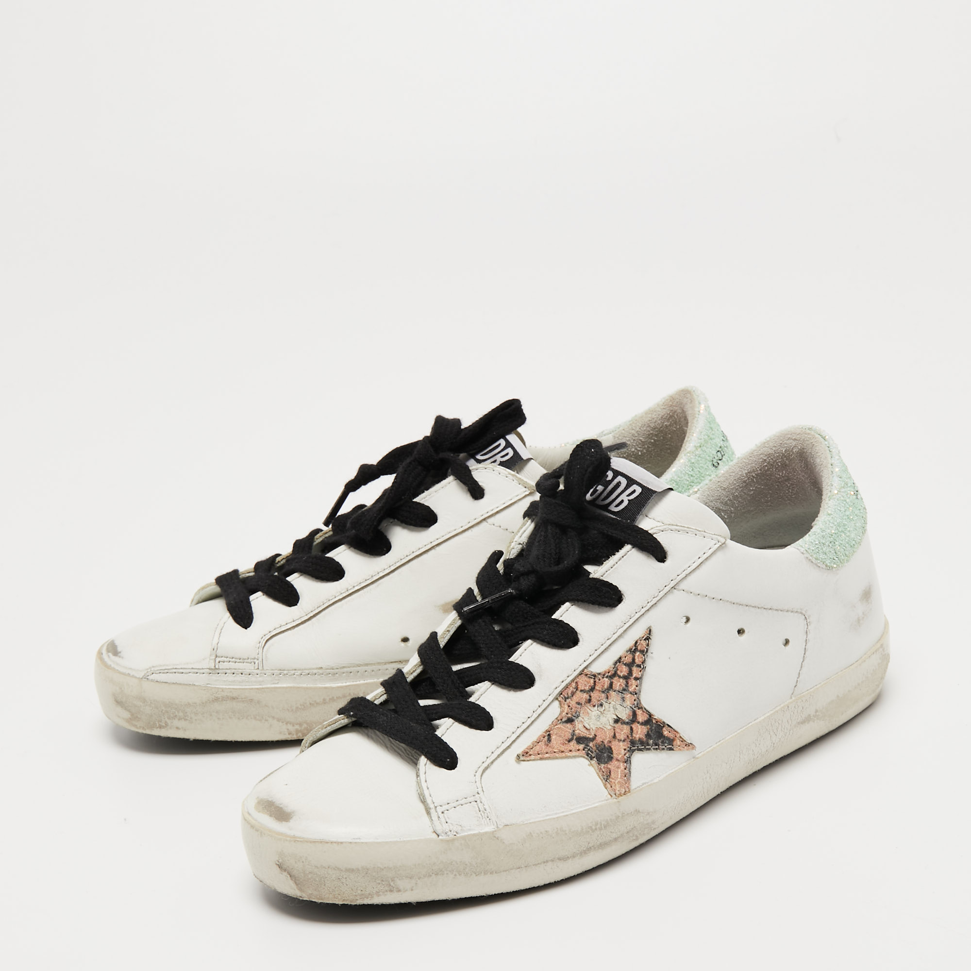 

Golden Goose White Leather Super Star Sneakers Size
