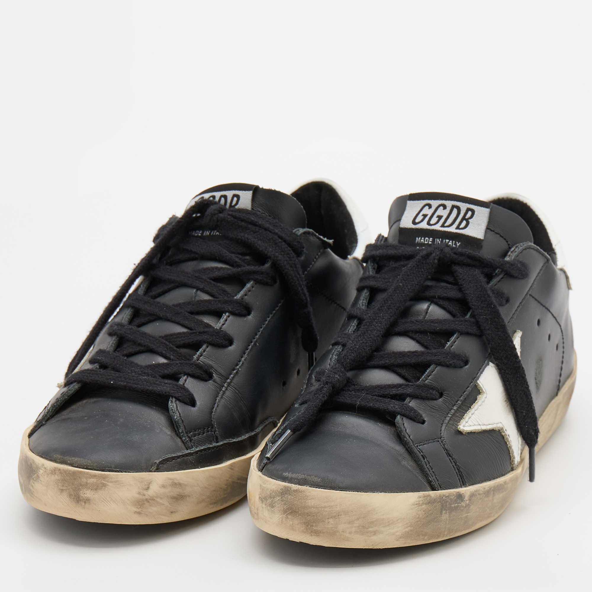 

Golden Goose Black/White Leather Star Hi Star Sneaker Size EU