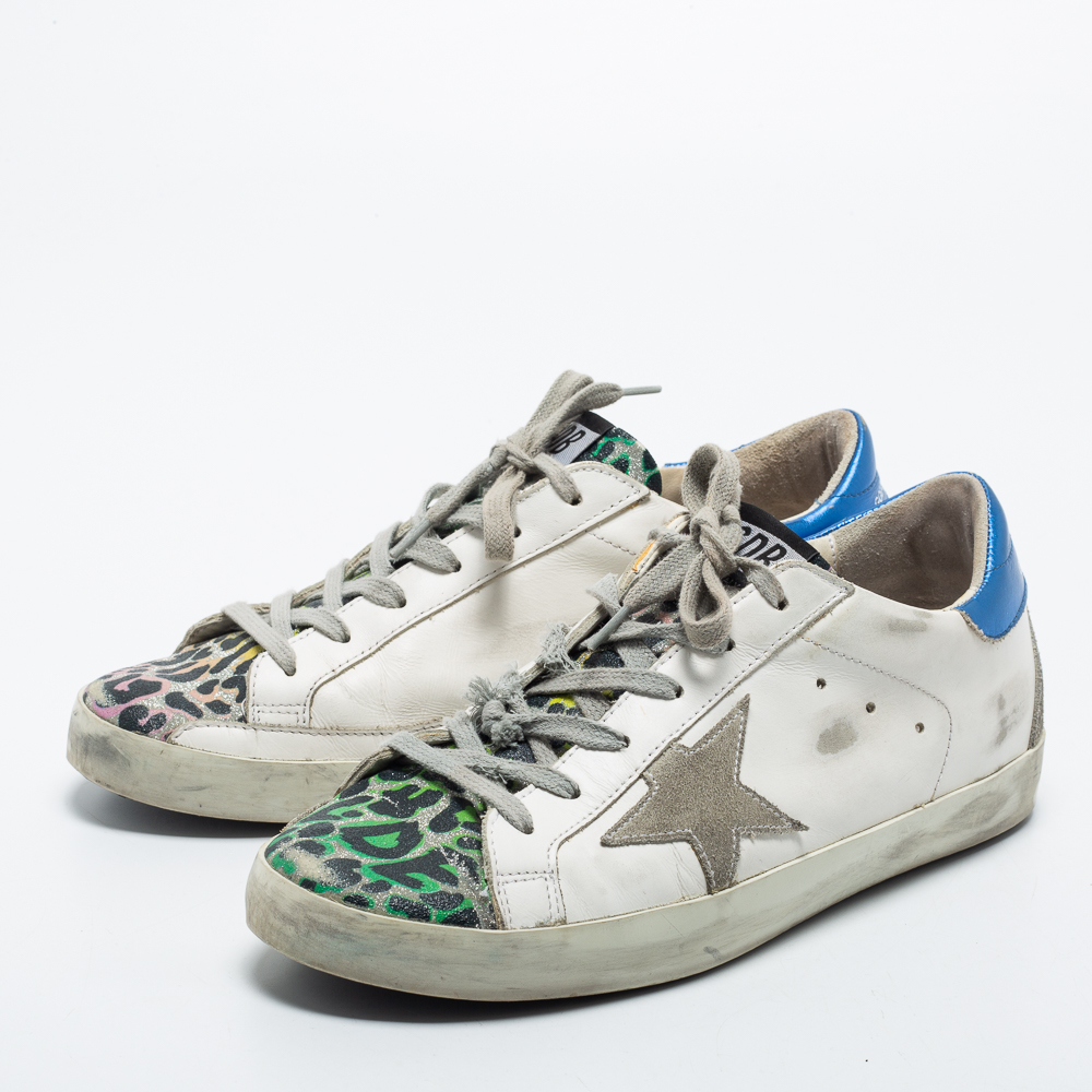 

Golden Goose Multicolor Leather and Suede Super Star Low Top Sneakers Size