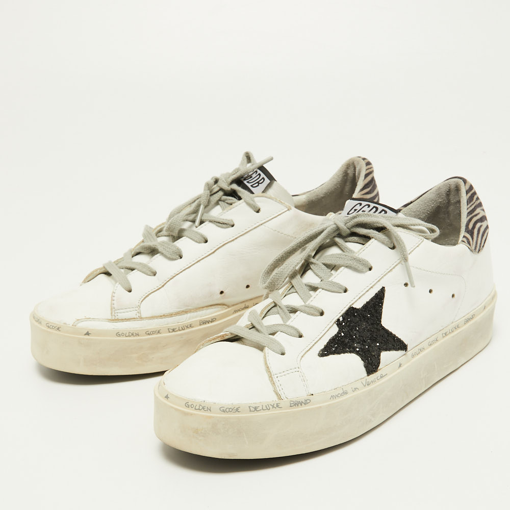 

Golden Goose White Leather Hi Star Sneakers Size