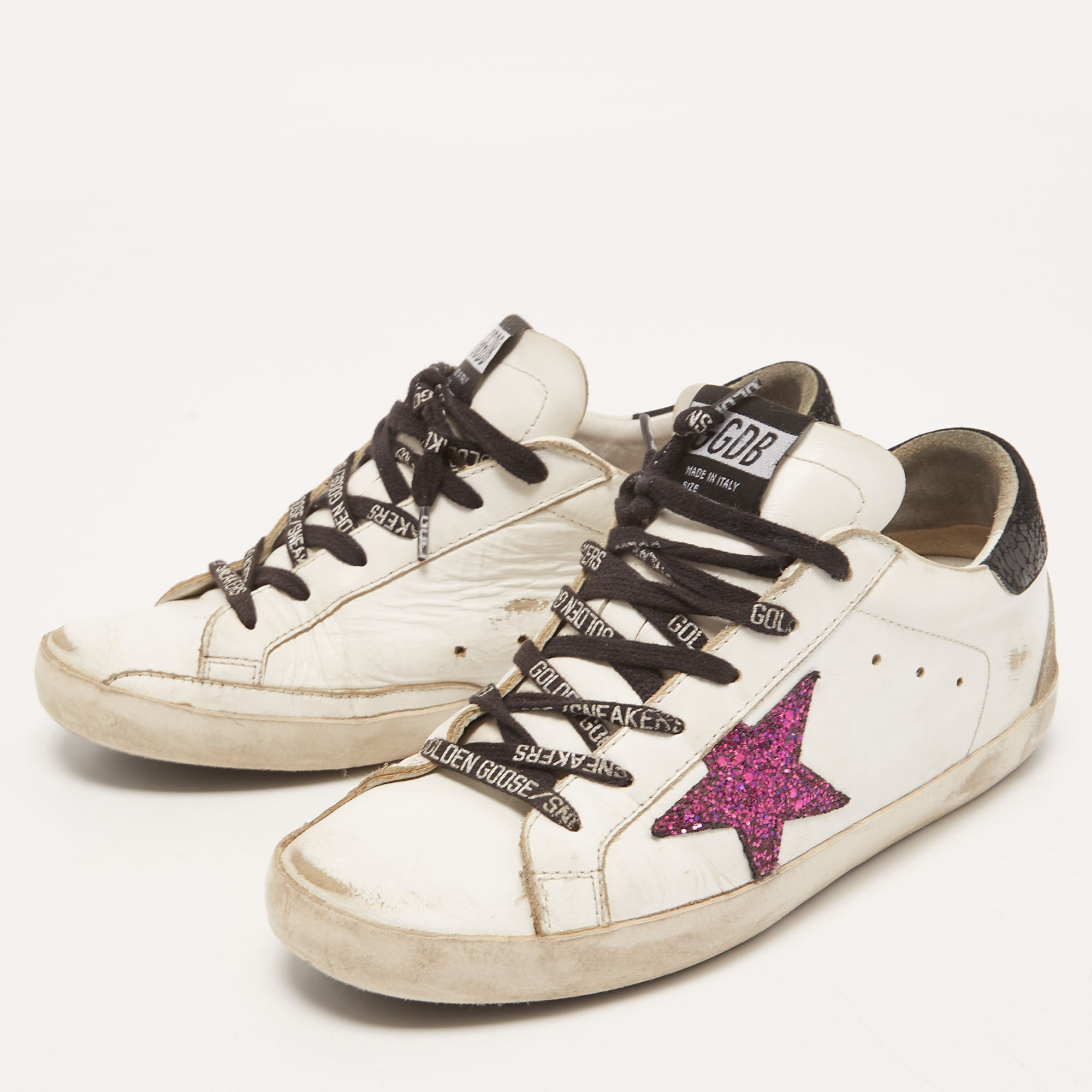 

Golden Goose White Leather Superstar Sneakers Size