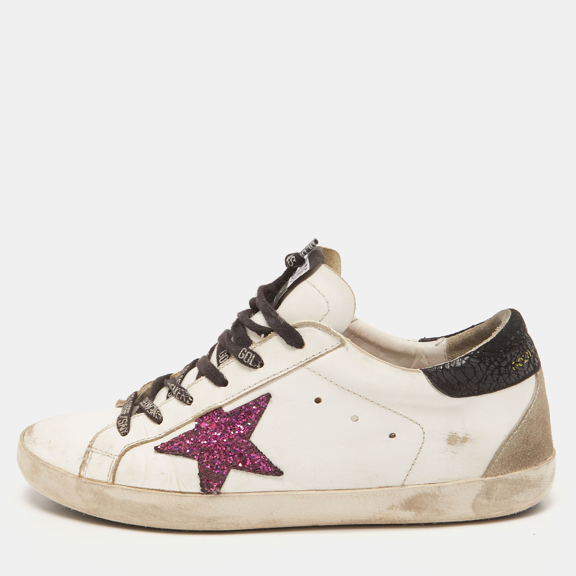 Pre-owned Golden Goose White Leather Superstar Sneakers Size 38