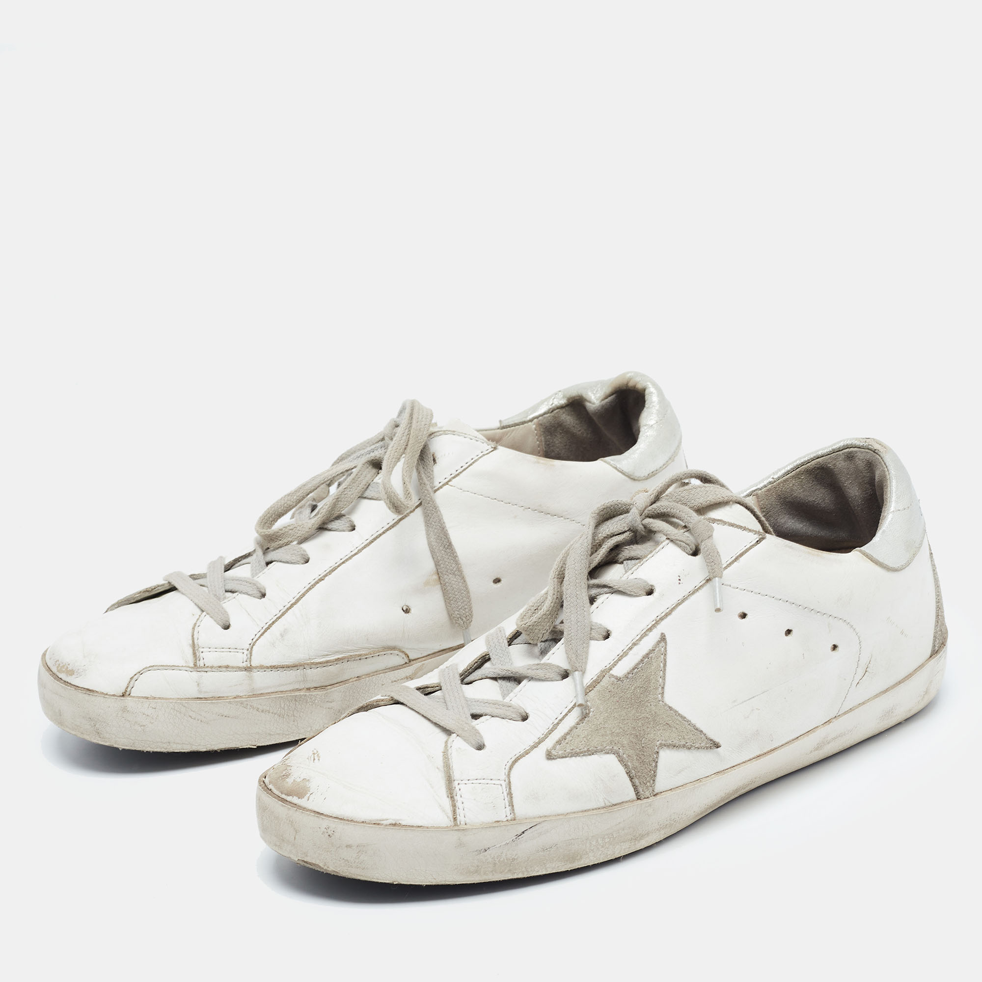 

Golden Goose White/Grey Leather Superstar Sneakers Size