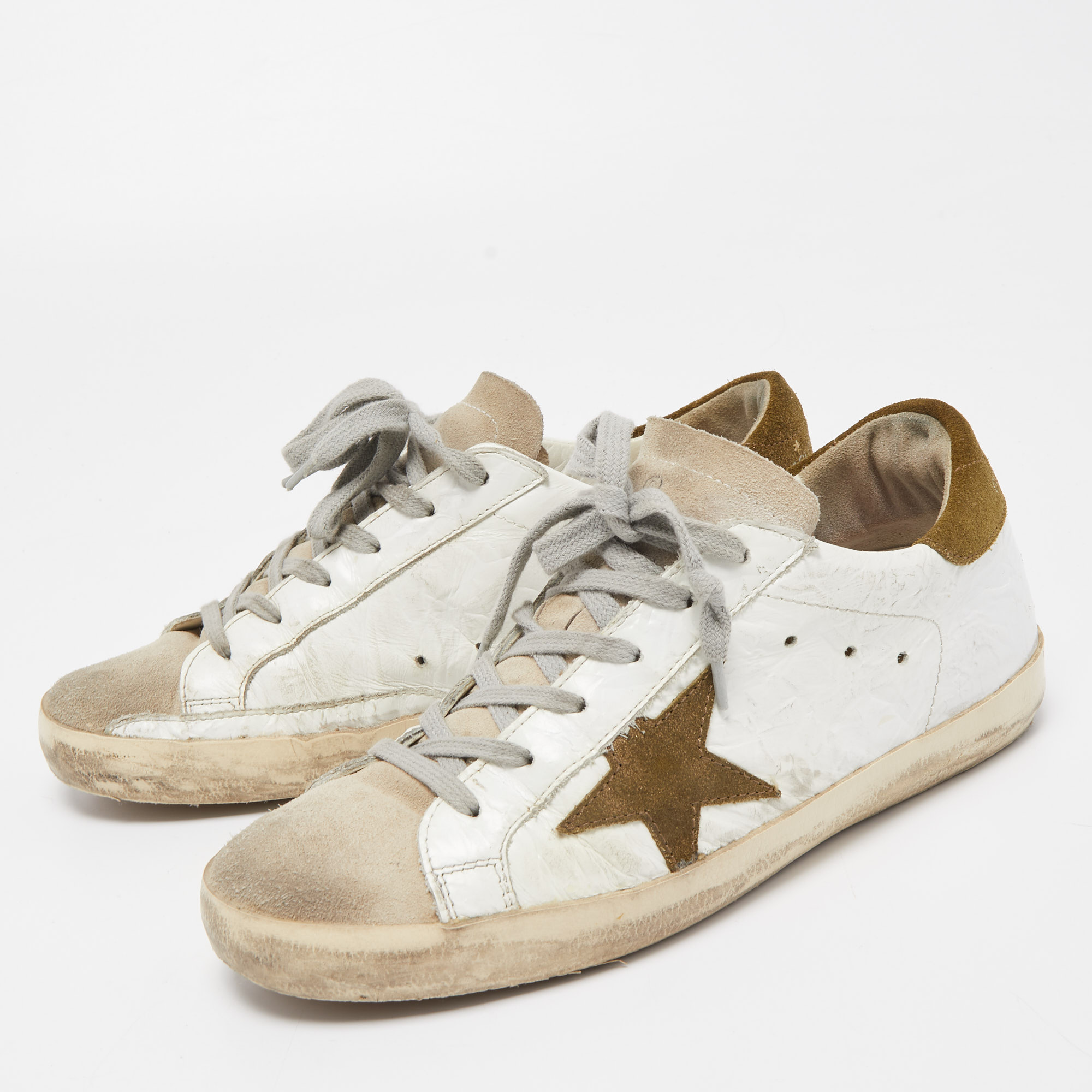 

Golden Goose White Leather Superstar Sneakers Size