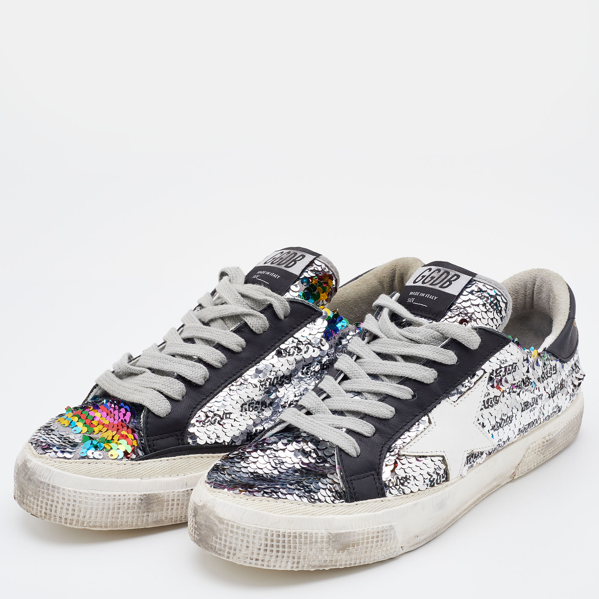 

Golden Goose Muliticolor Sequins and Leather May Low Top Sneakers Size, Multicolor