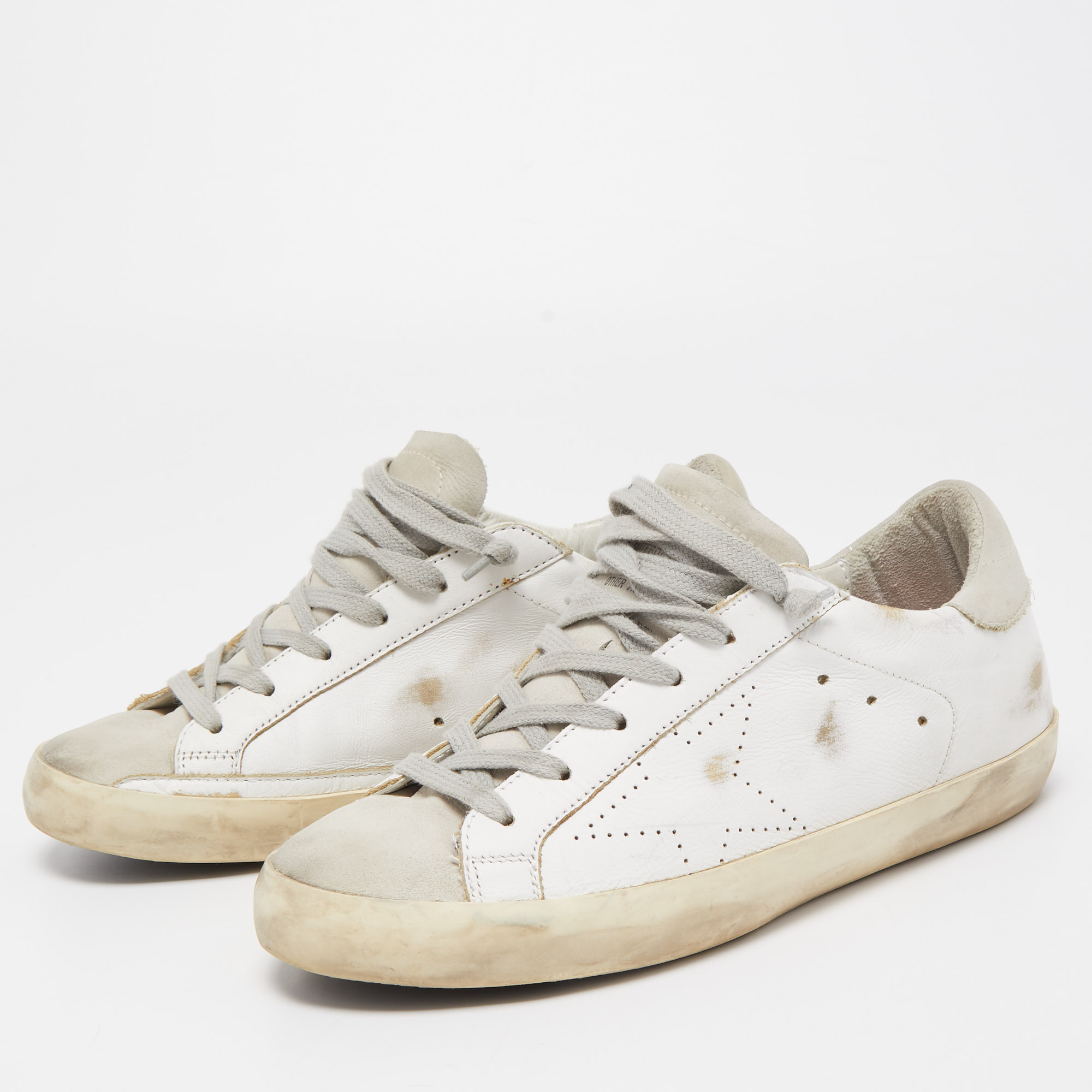 

Golden Goose White Leather Superstar Sneakers Size