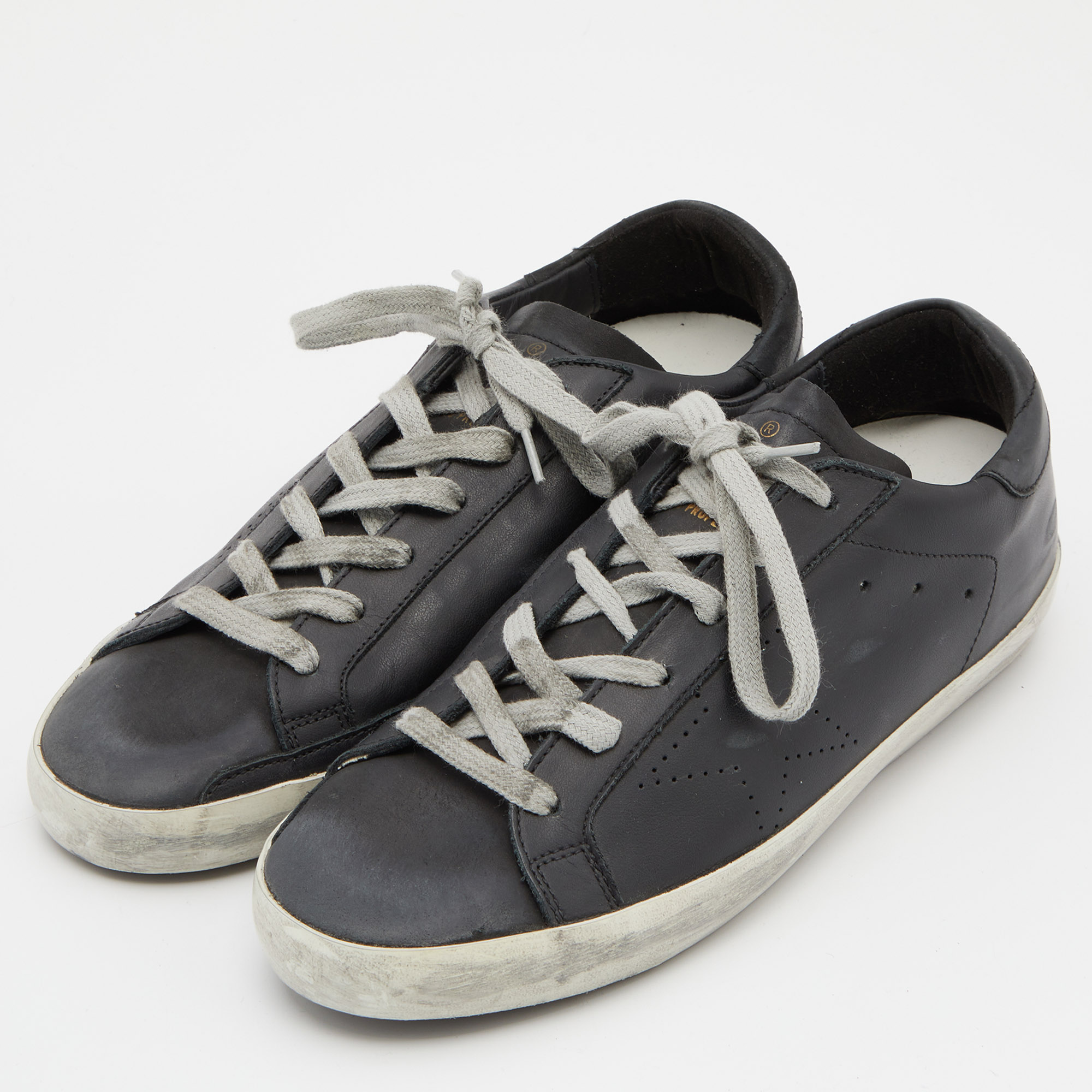 

Golden Goose Black Leather Superstar Sneakers Size