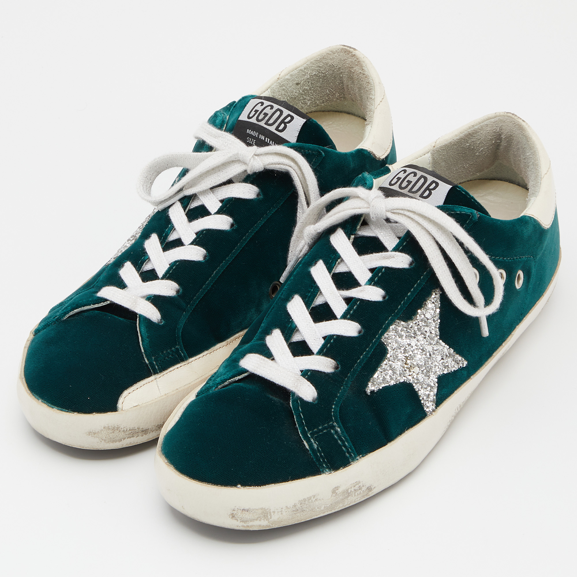 

Golden Goose Green Velvet Superstar Sneakers Size