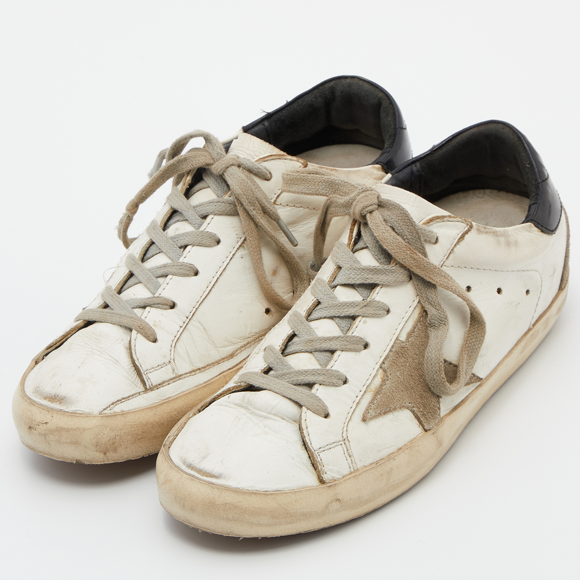 

Golden Goose White Leather Superstar Sneakers Size