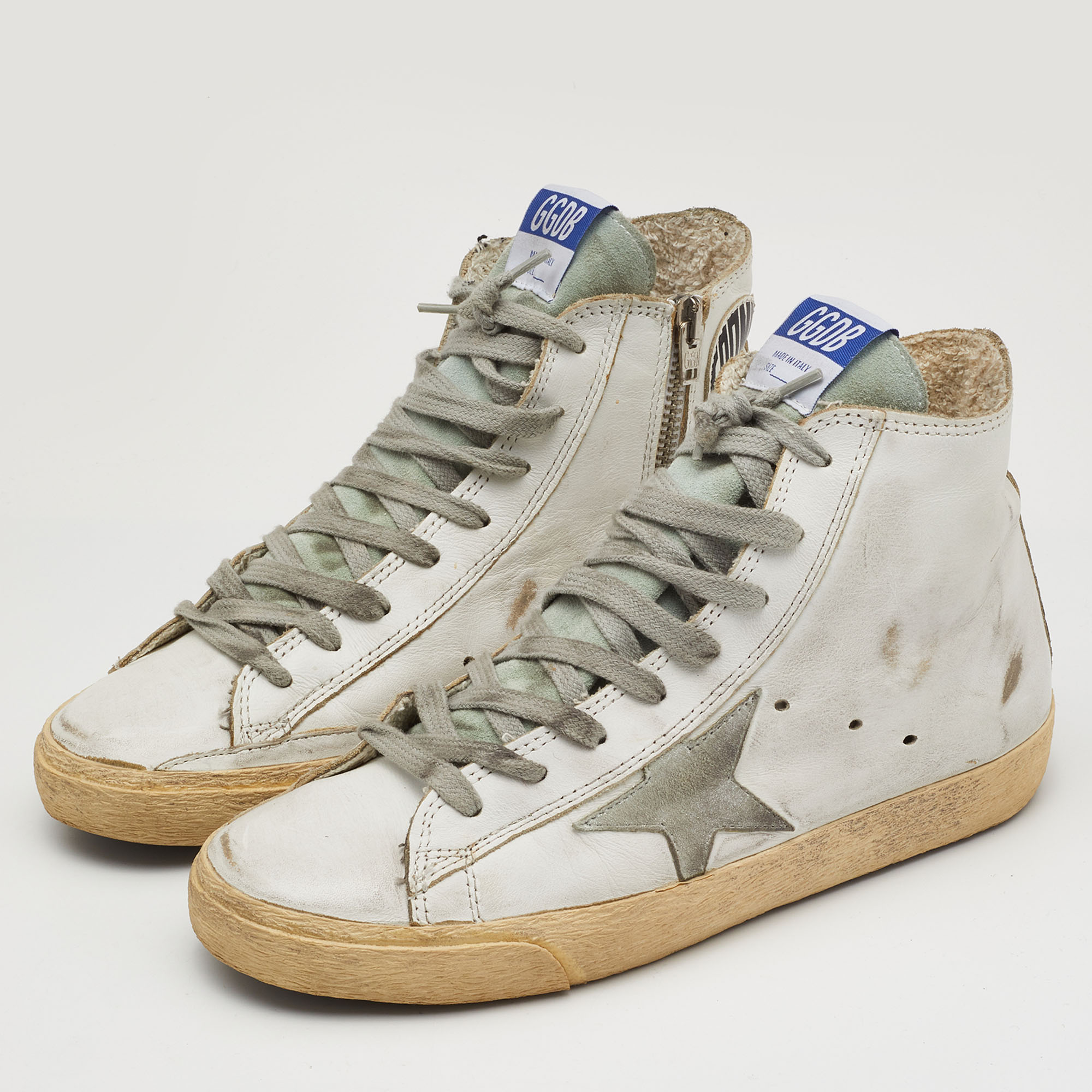 

Golden Goose White Leather and Suede Francy Sneakers Size