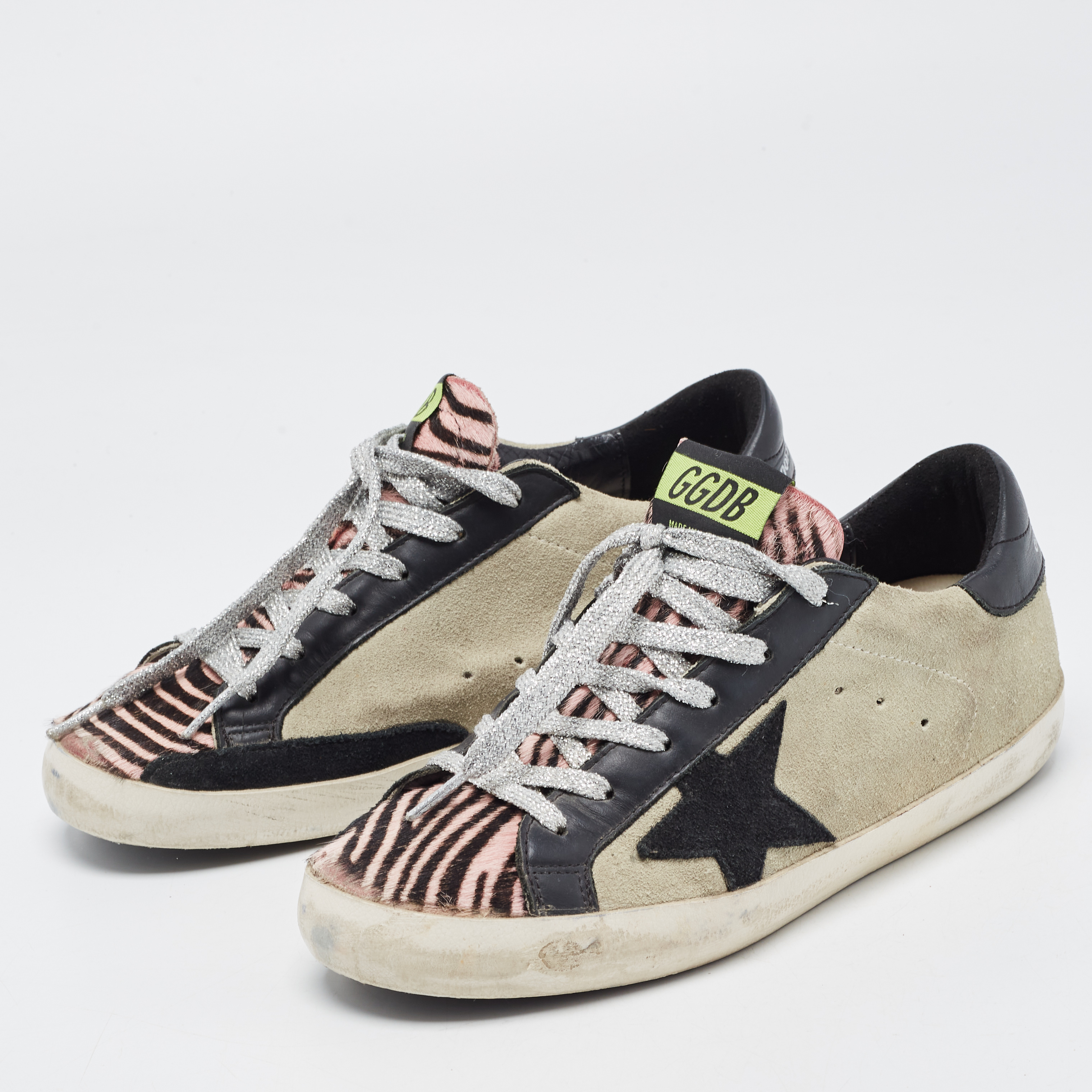 

Golden Goose Multicolor Suede and Leather Super Star Sneakers Size