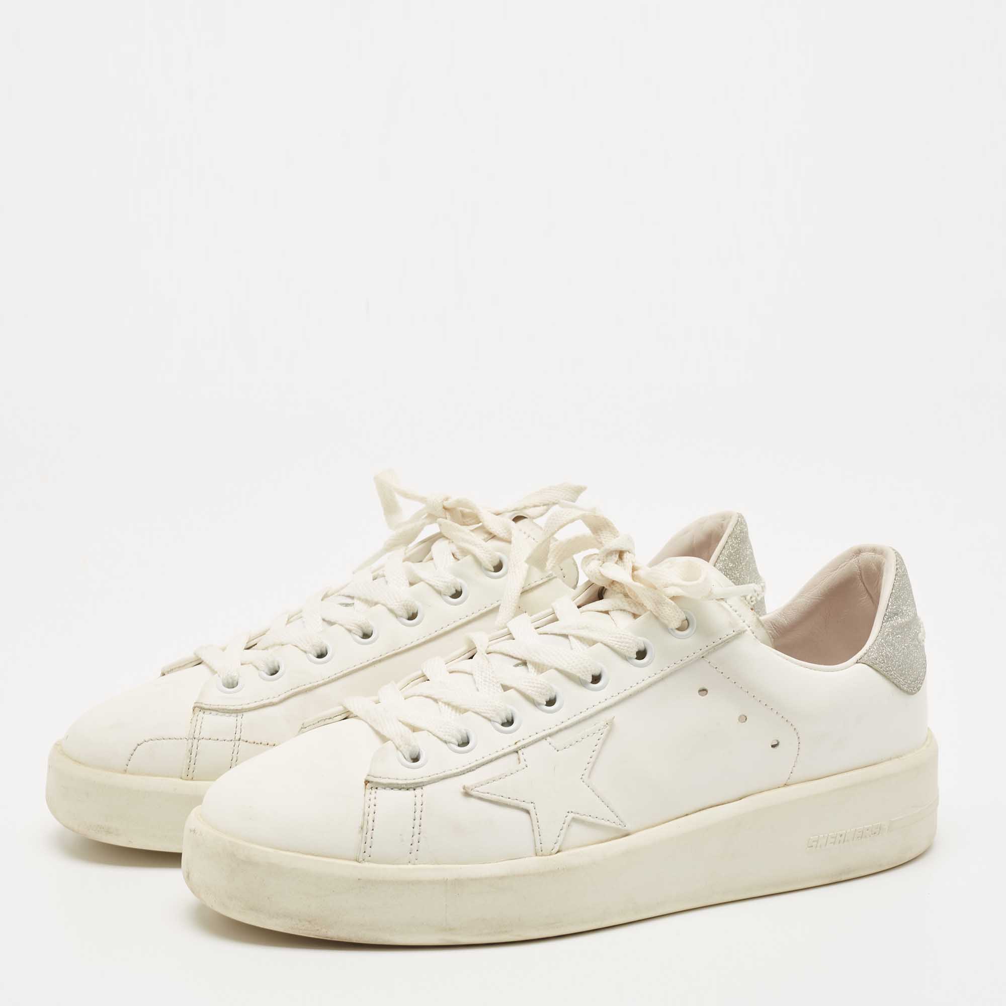 

Golden Goose White Leather Superstar Low Top Sneakers Size