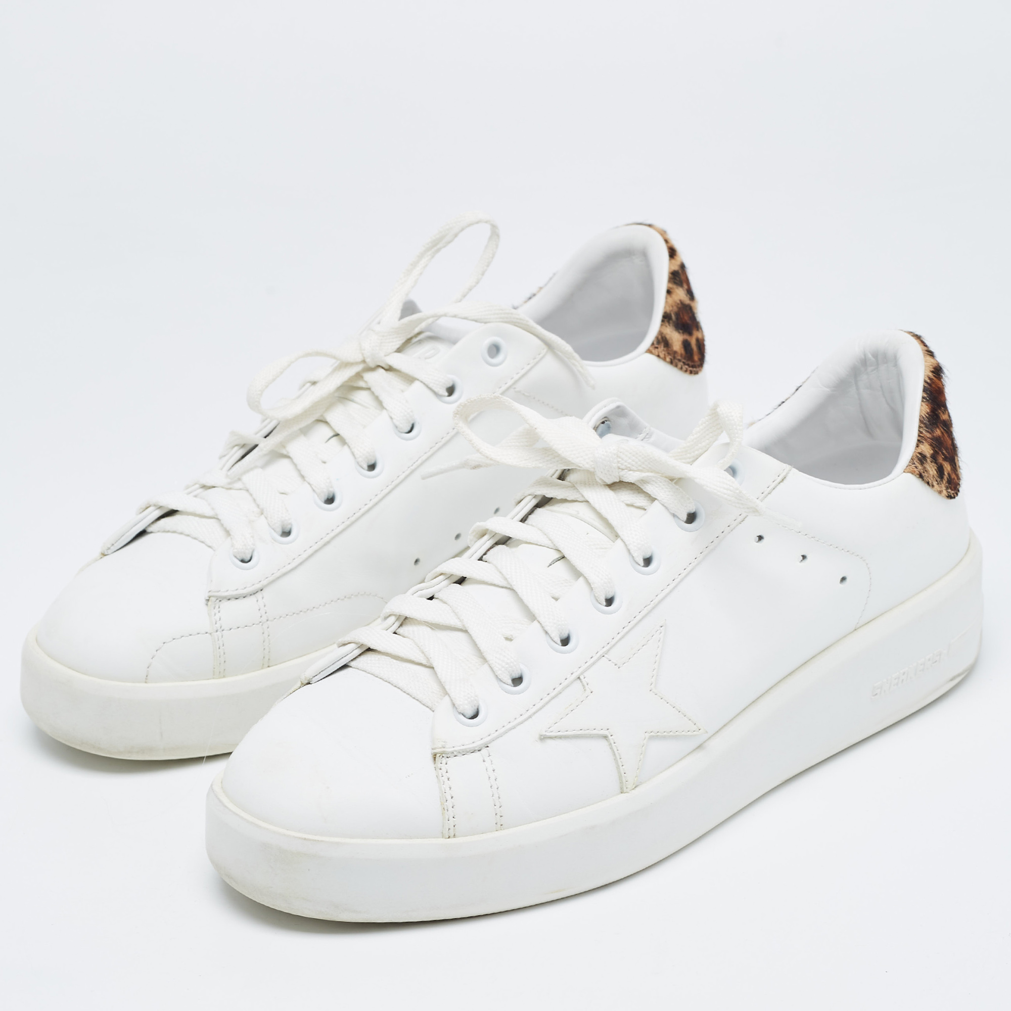 

Golden Goose White Leather and Calf Hair PureStar Sneakers Size