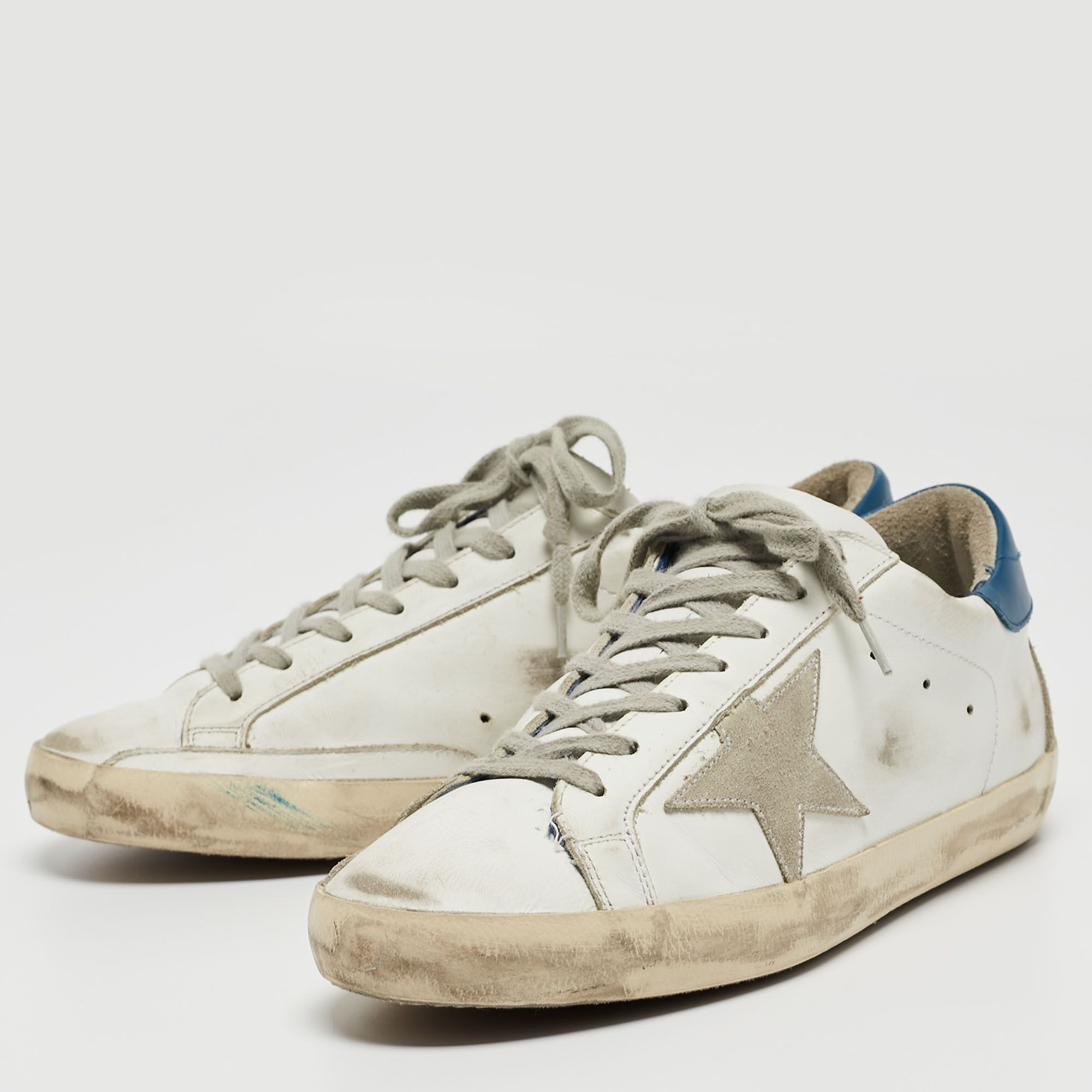 

Golden Goose White/Grey Suede and Leather Super Star Sneakers Size