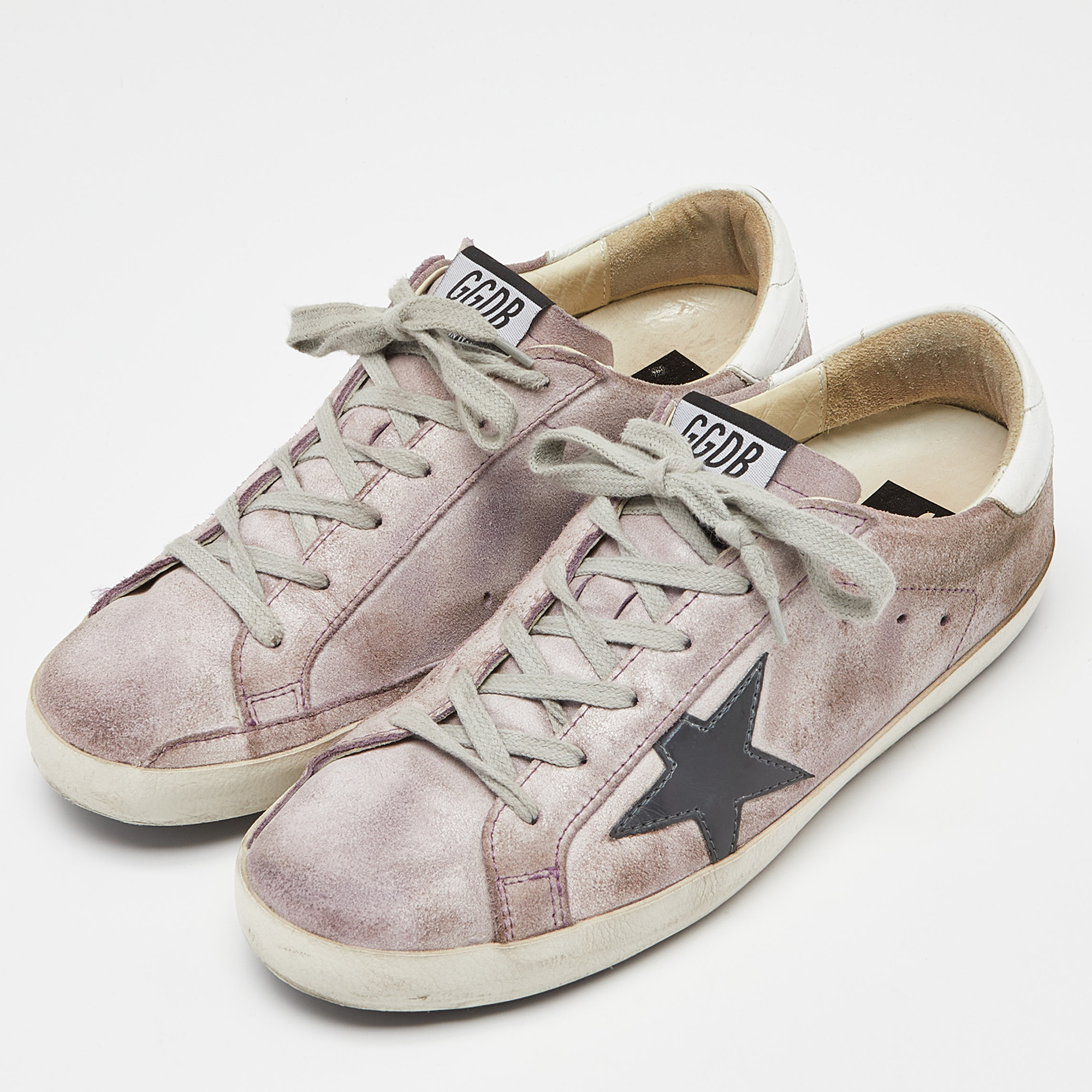 

Golden Goose Lilac/Grey Suede and Patent Leather Superstar Sneakers Size, Purple