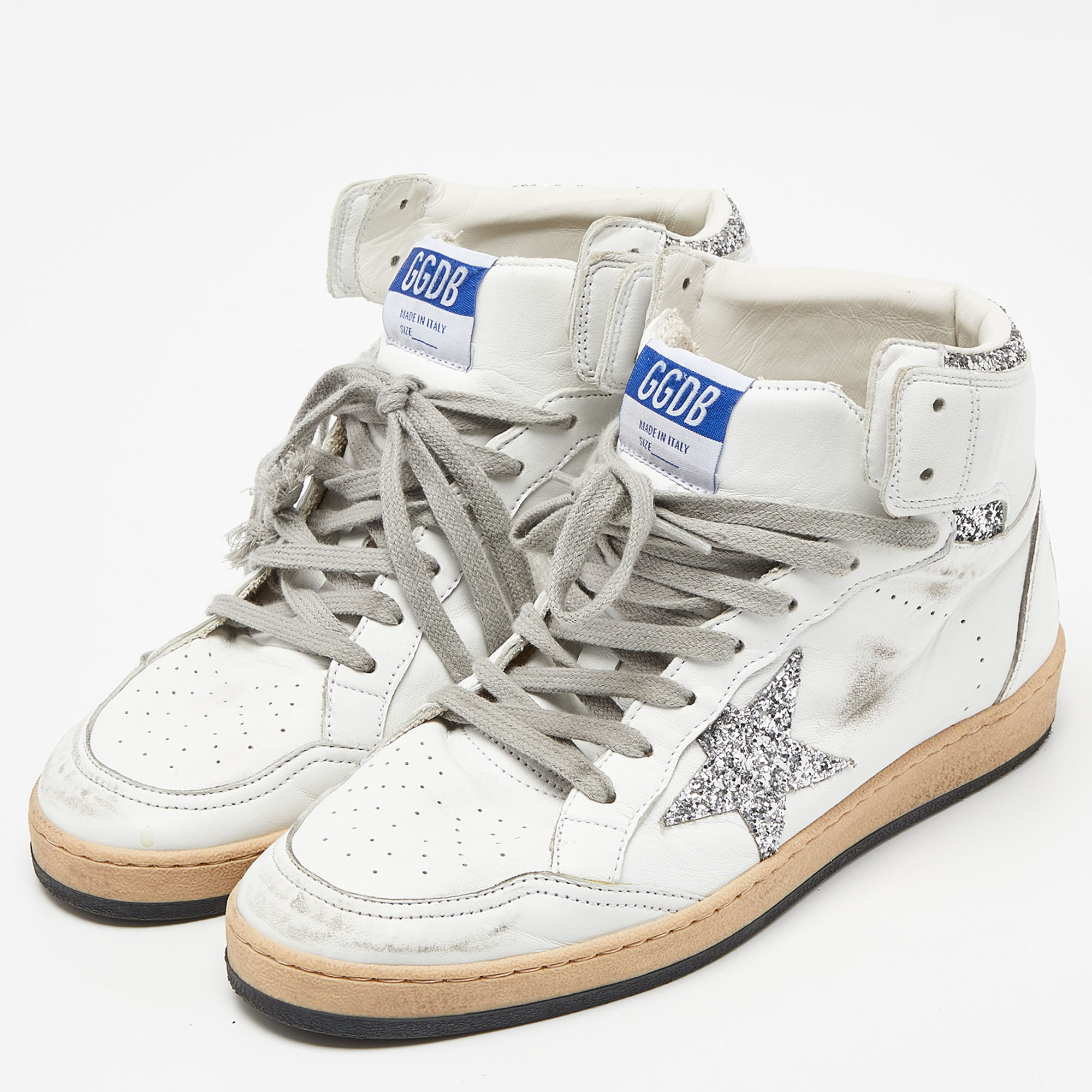 

Golden Goose White Leather Sky Star Sneakers Size