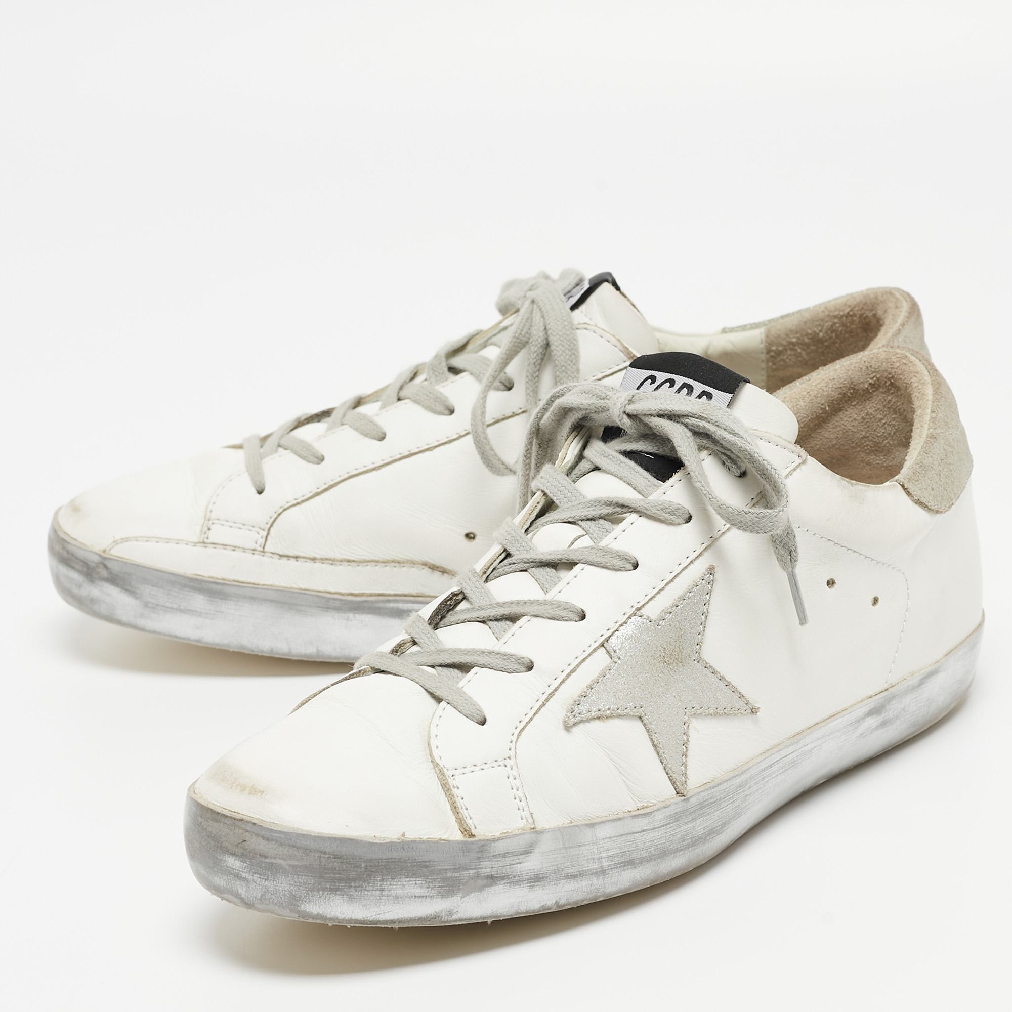 

Golden Goose White Leather Superstar Sneakers Size