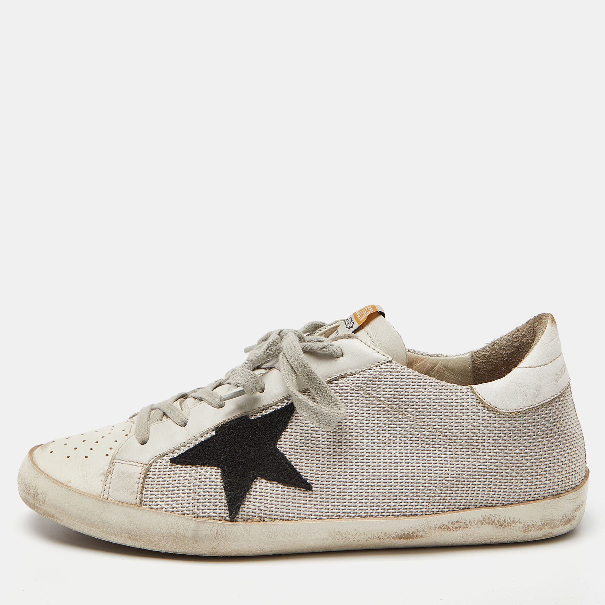 

Golden Goose White Leather Super Star Lace Up Sneakers Size, Grey