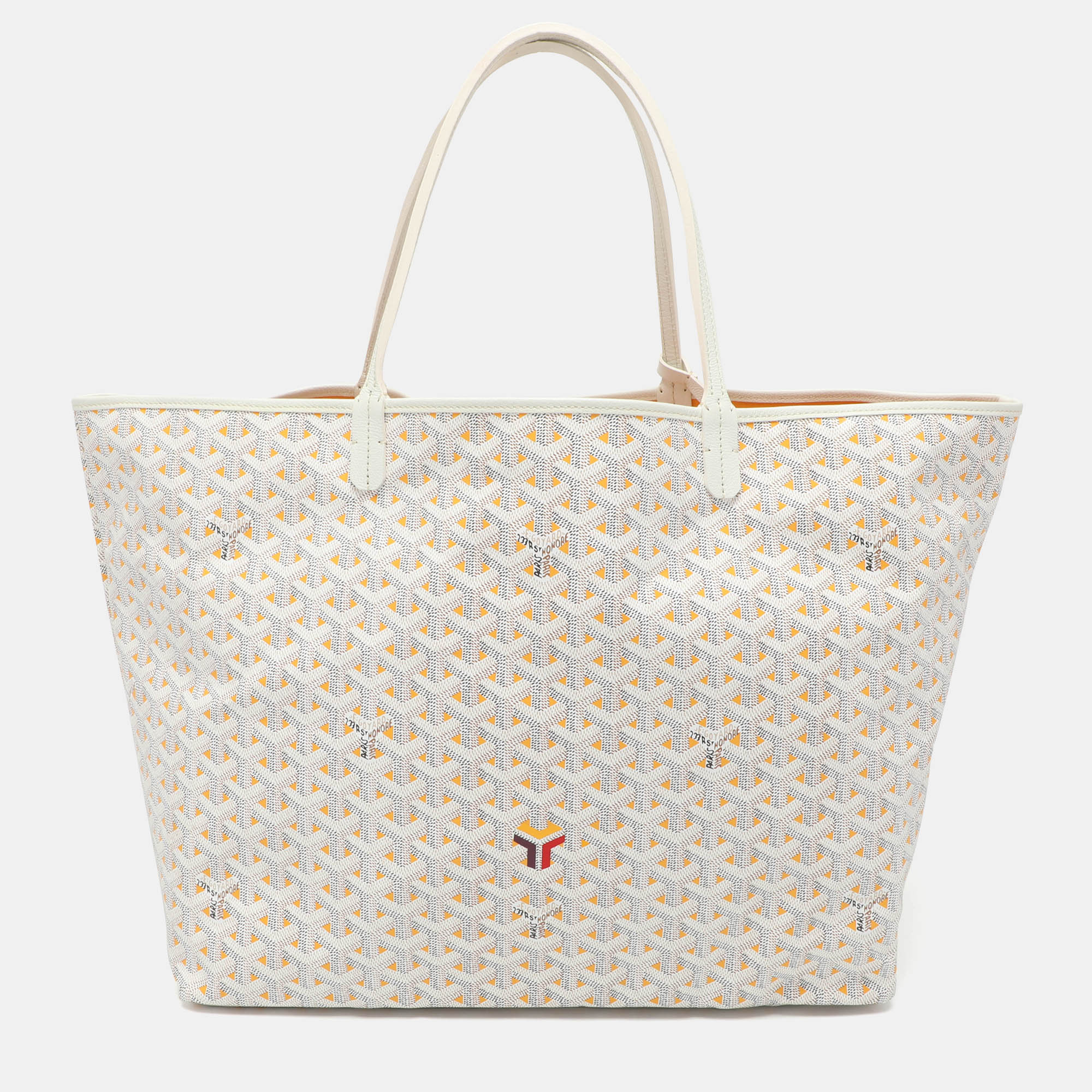 Pre-owned Goyard Ine Coated Canvas And Leather Saint Louis Claire Voie Gm Tote In White