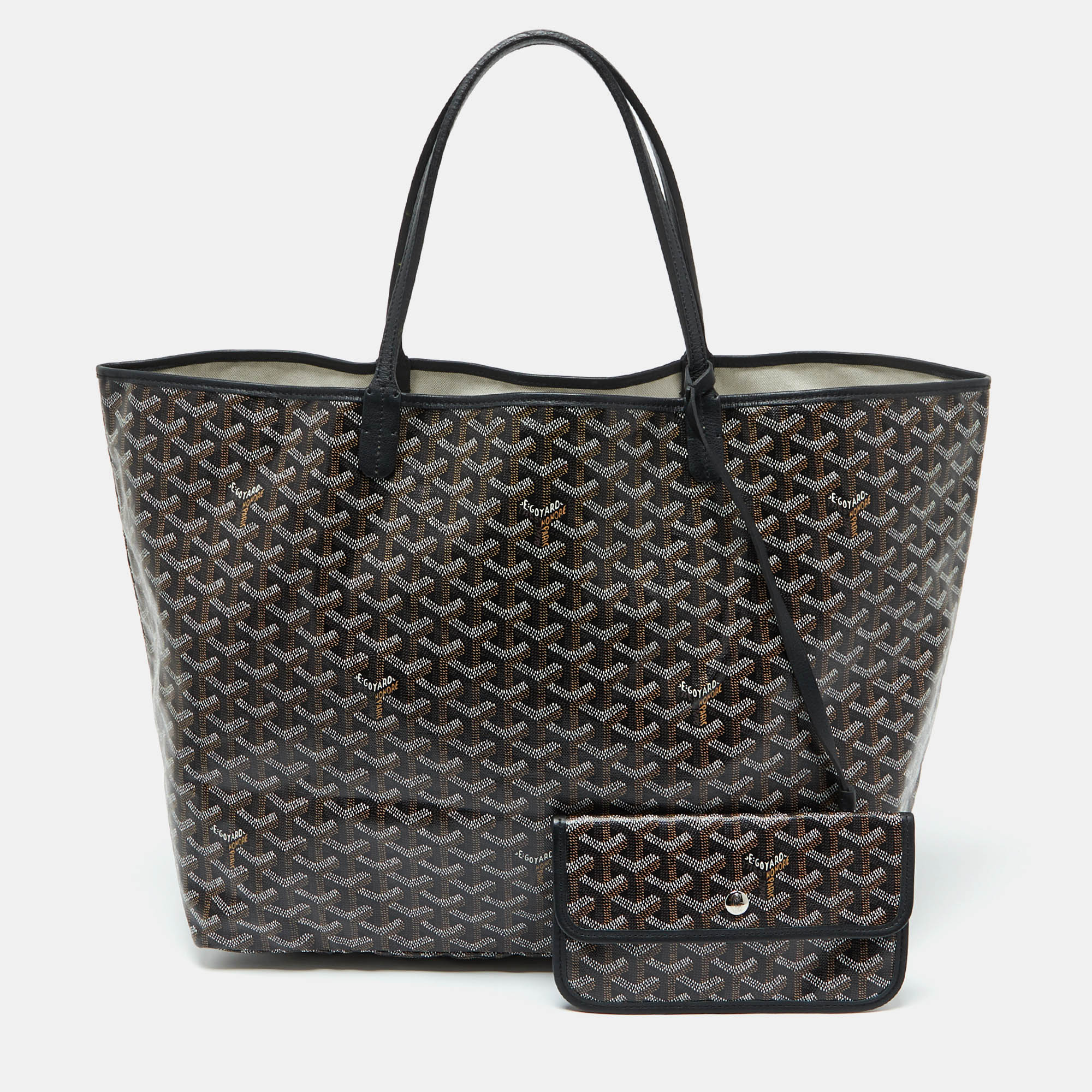 Pre-owned Goyard Ine Coated Canvas And Leather Saint Louis Gm Tote In Black