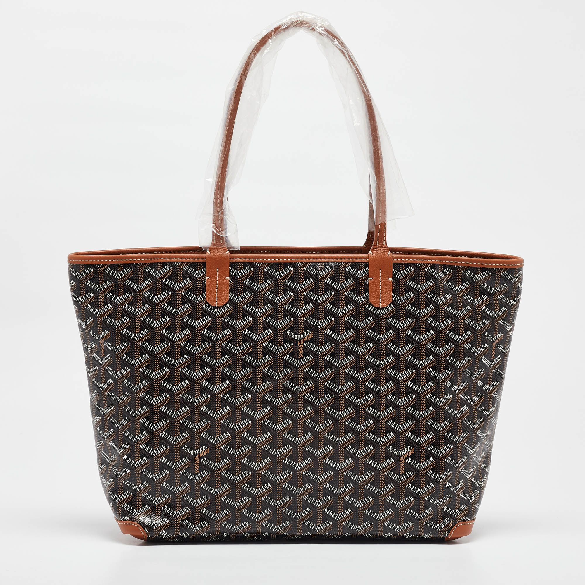 Pre-owned Goyard Ine Coated Canvas And Leather Artois Pm Tote In Brown