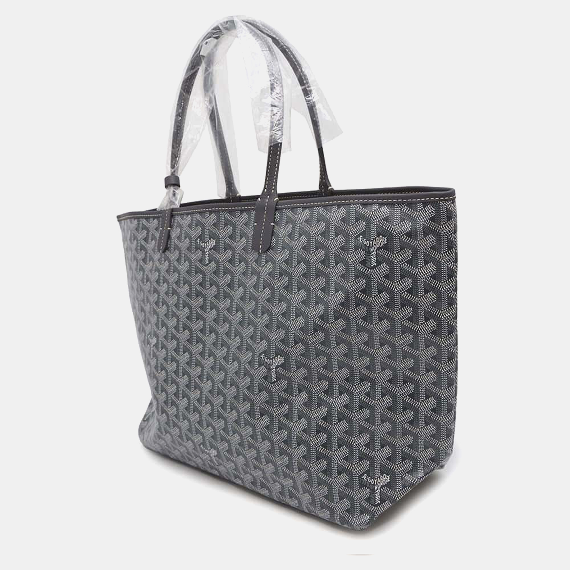 Goyard Grey Canvas Leather Saint Louis PM Bag 