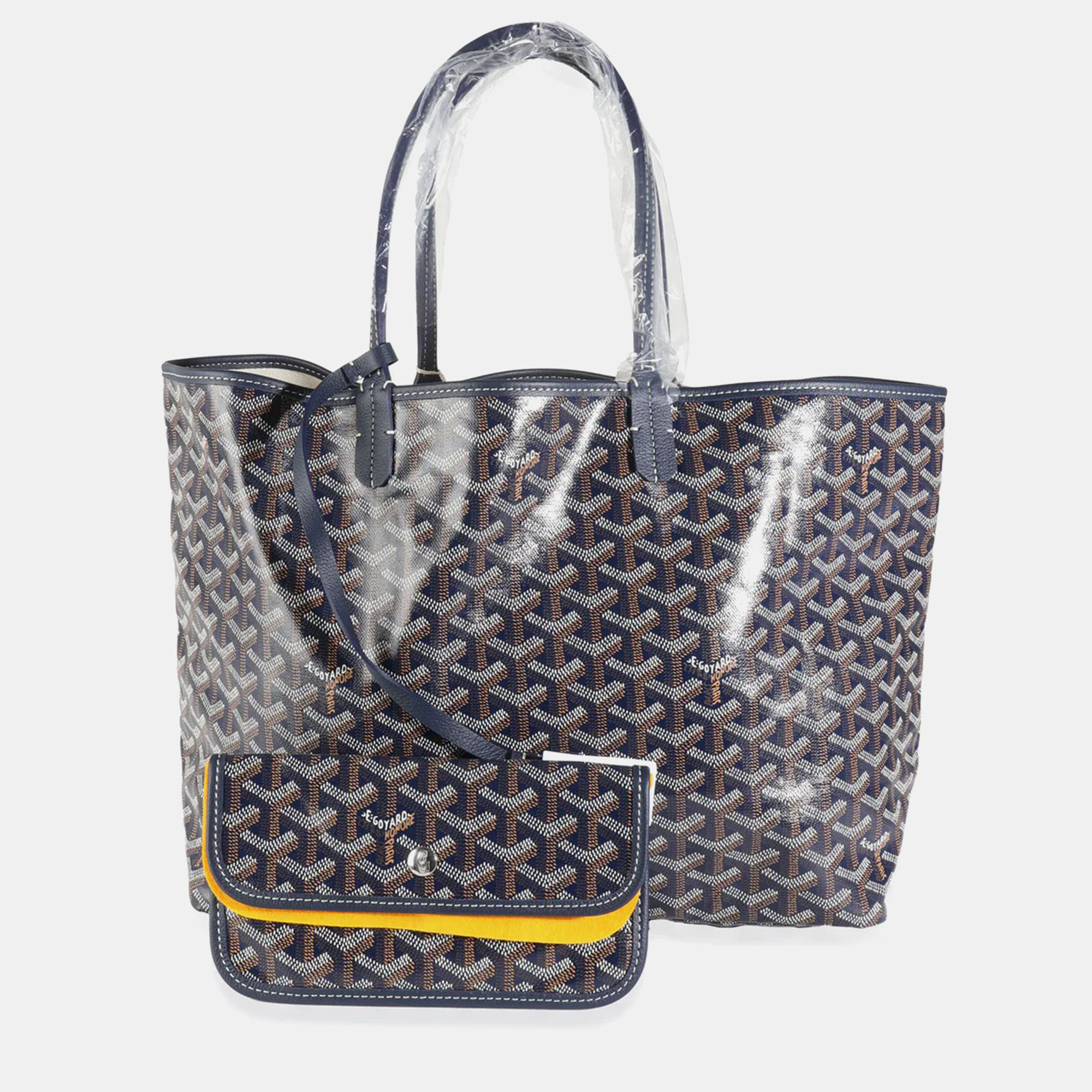 

Goyard Navy Goyardine Canvas Saint Louis PM Bag, Brown