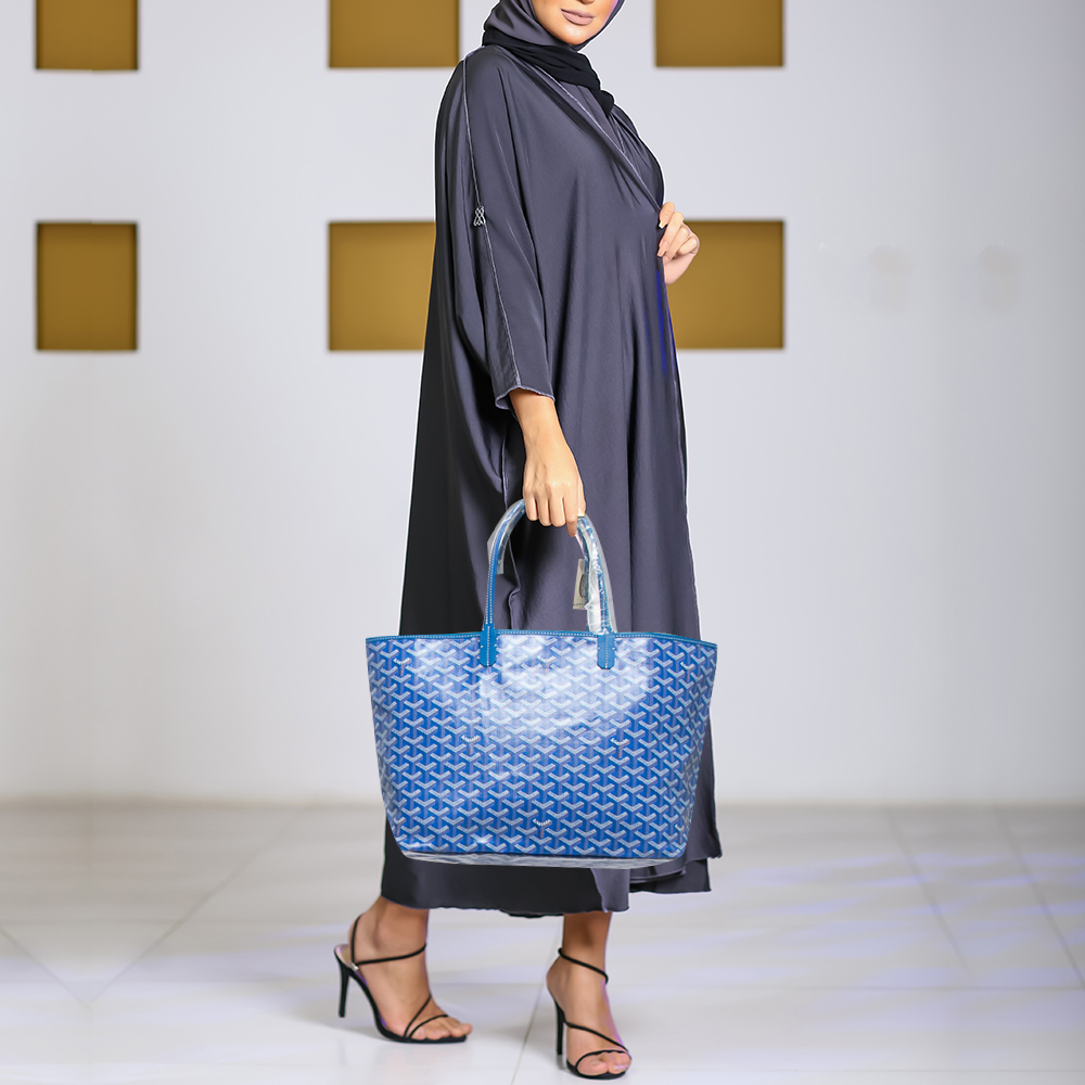 Goyard Blue Goyardine Coated Canvas and Leather Saint Louis PM Tote 