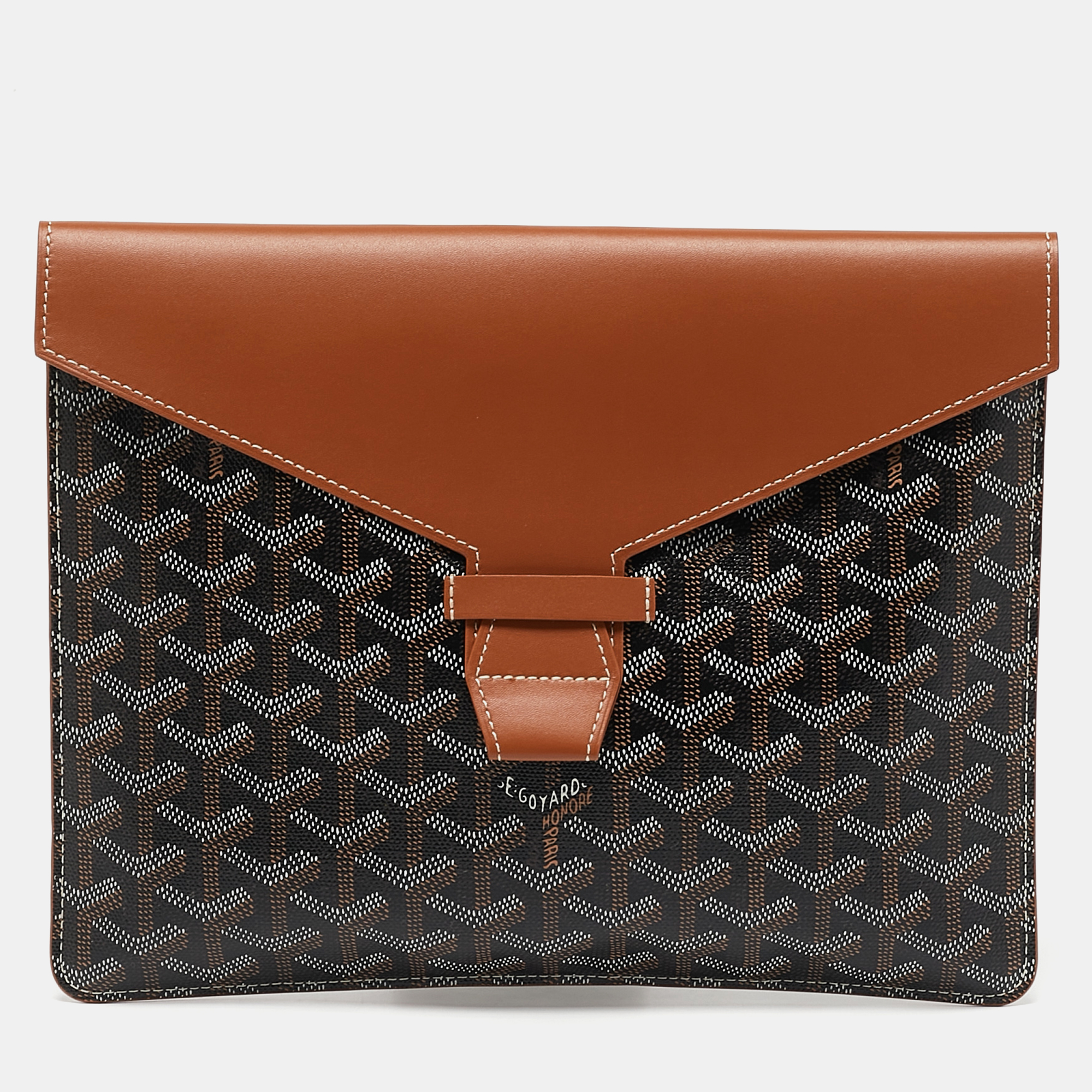 

Goyard Brown Goyardine Coated Canvas and Leather Camondo II Horizontal MM Clutch