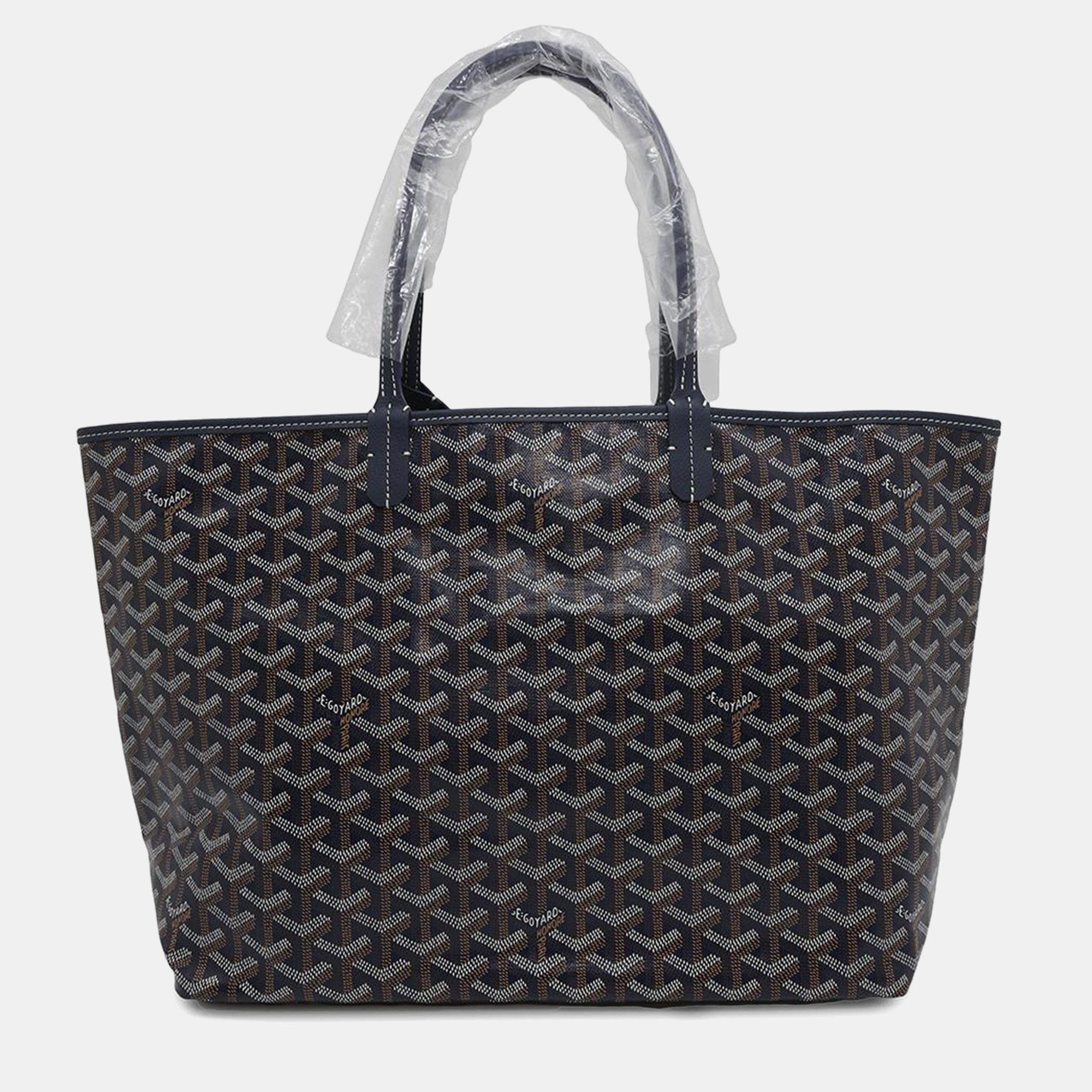 

Goyard Navy Blue Pvc Coated Canvas Leather Saint Louis PM Tote Bag