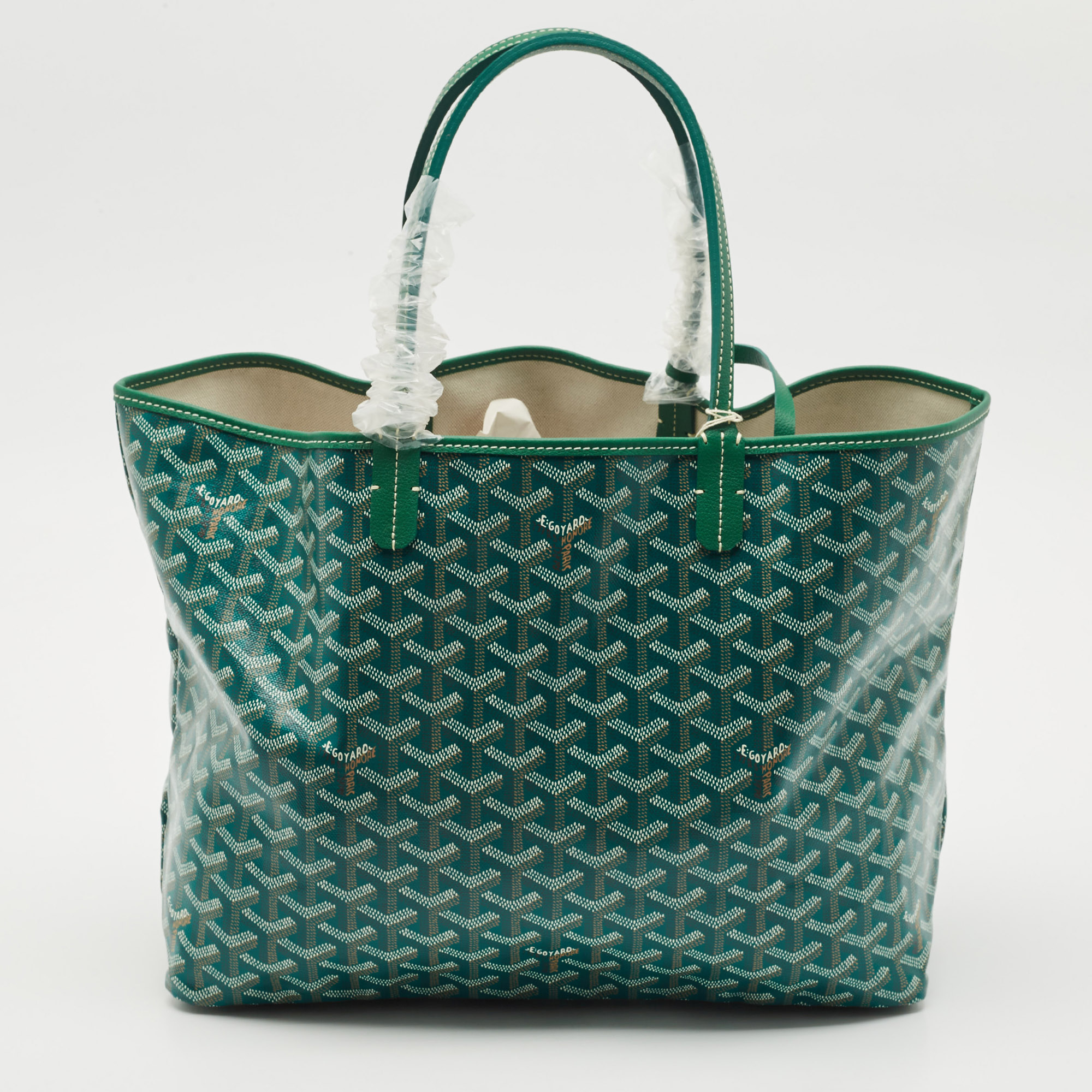 Pre-owned Goyard Ine Coated Canvas And Leather Saint Louis Pm Tote In Green