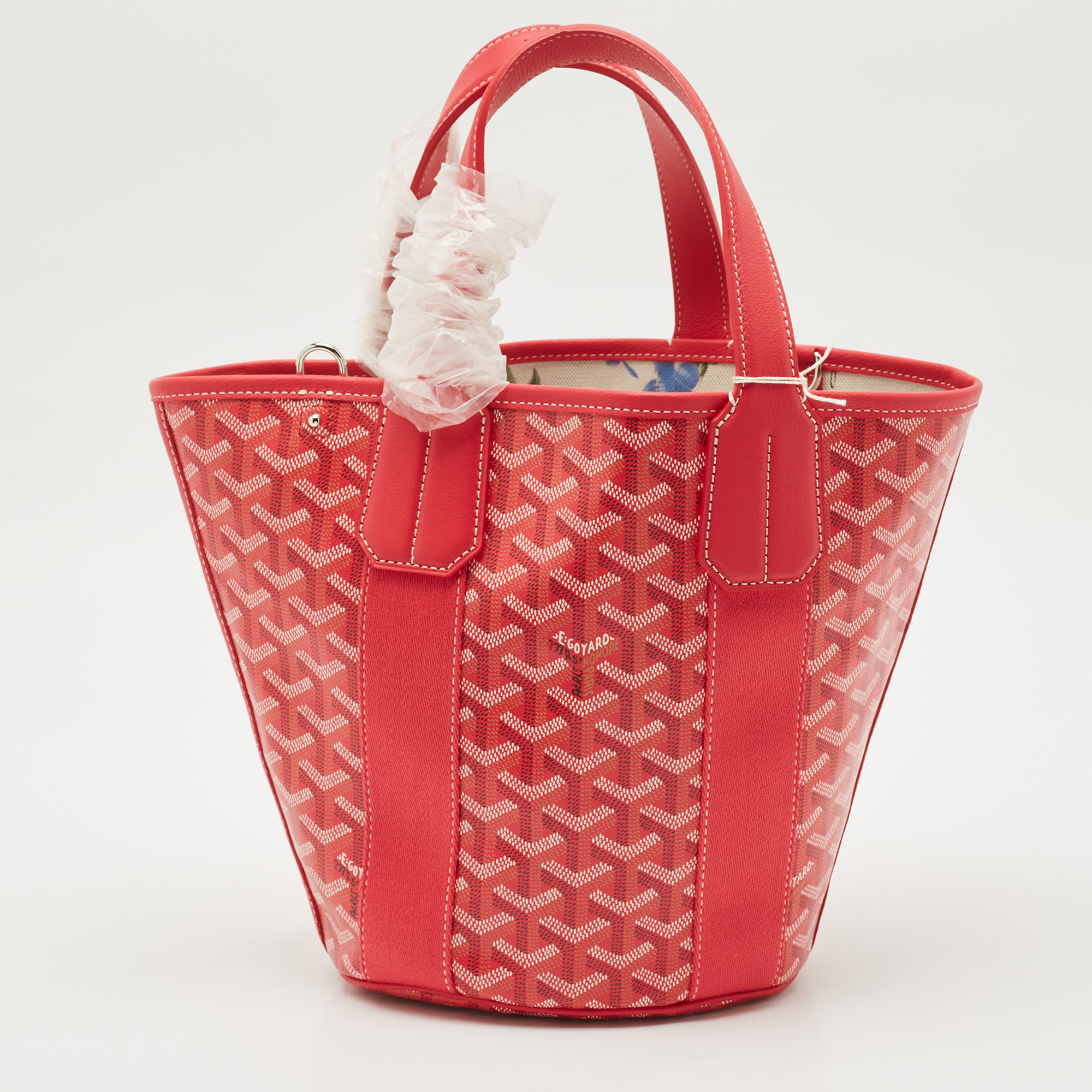 Pre-owned Goyard Ine Coated Canvas And Leather Belharra Pm Tote In Pink