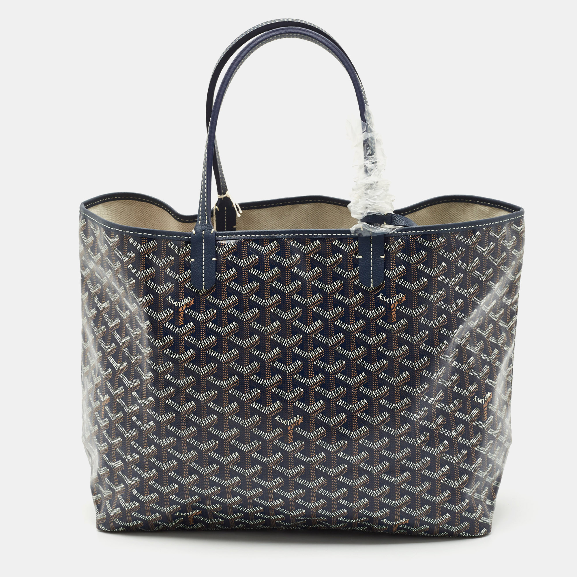 Pre-owned Goyard Ine Coated Canvas And Leather Saint Louis Pm Tote In Blue
