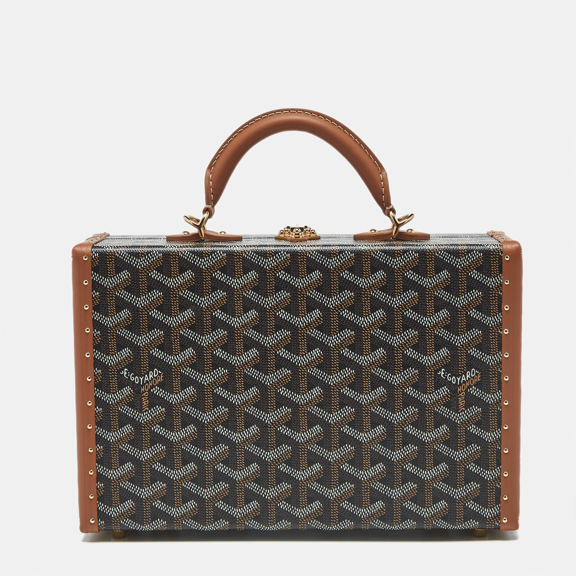 

Goyard Brown Goyardine Coated Canvas and Leather Grand Hotel Trunk