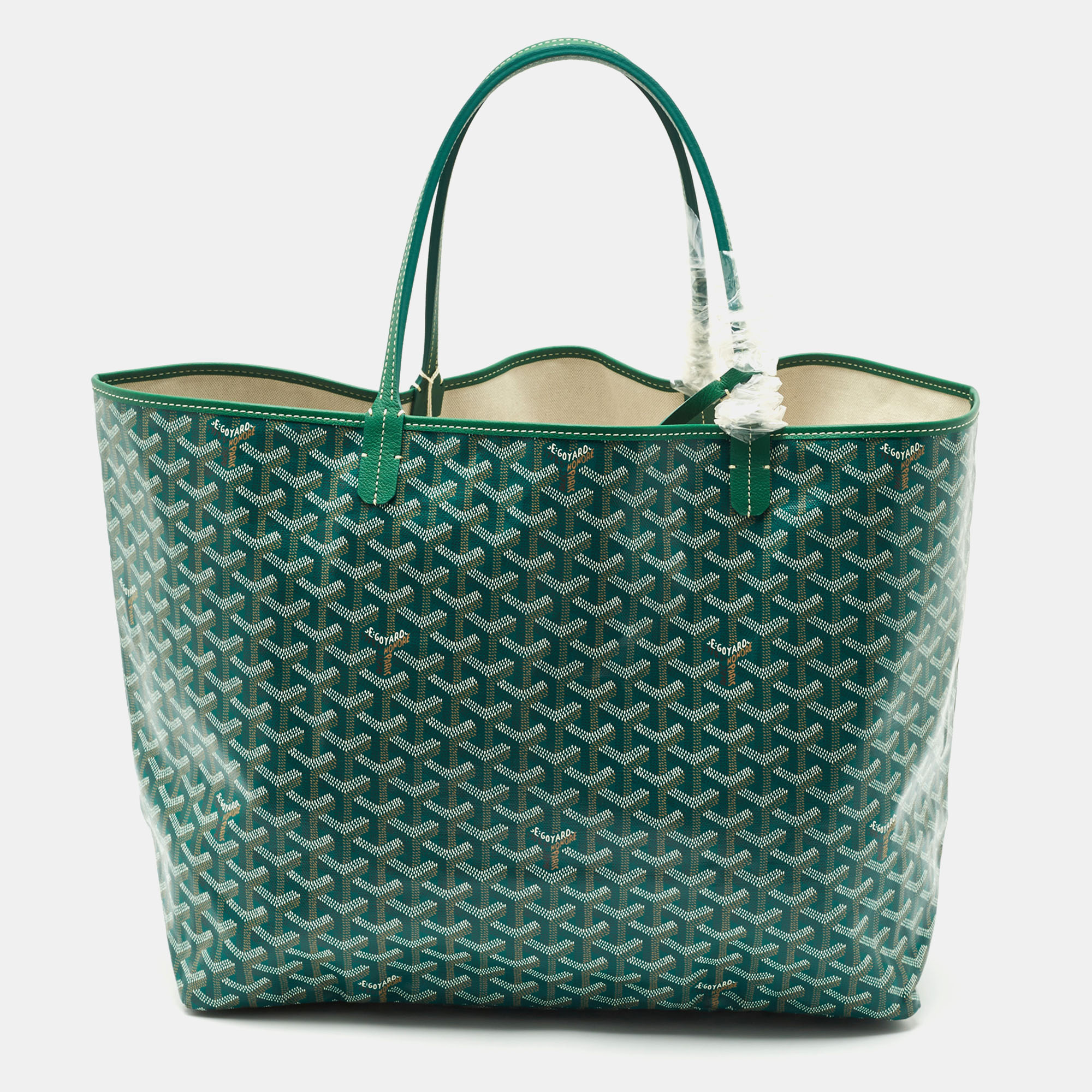 Pre-owned Goyard Ine Coated Canvas And Leather Saint Louis Gm Tote In Green