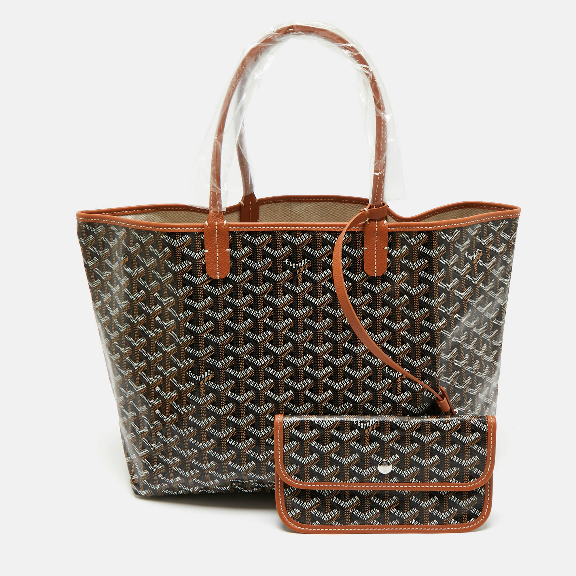 Pre-owned Goyard Ine Coated Canvas And Leather Saint Louis Pm Tote In Brown