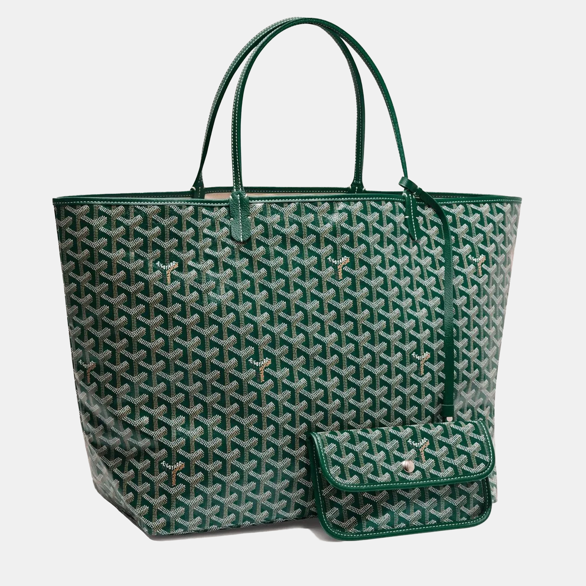 

Goyard Saint Louis GM Green Goyardine Coated Canvas and Leather Tote