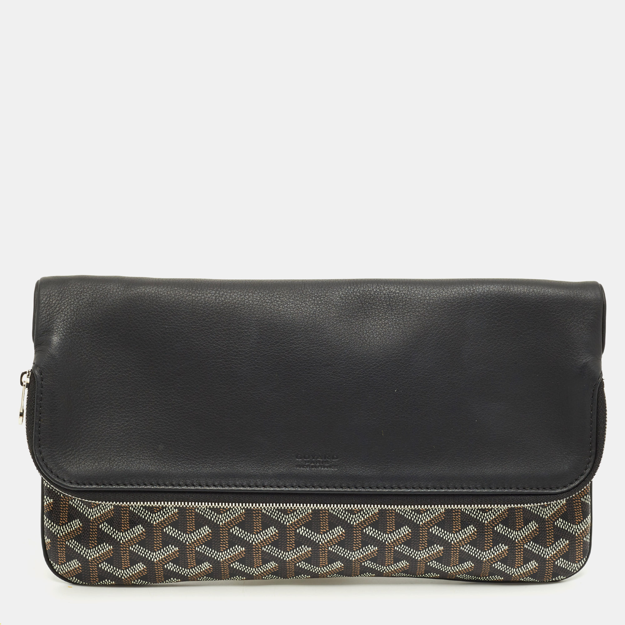 GOYARD Pre-owned Ine Coated Canvas And Leather Sainte Marie Mm Clutch In Black
