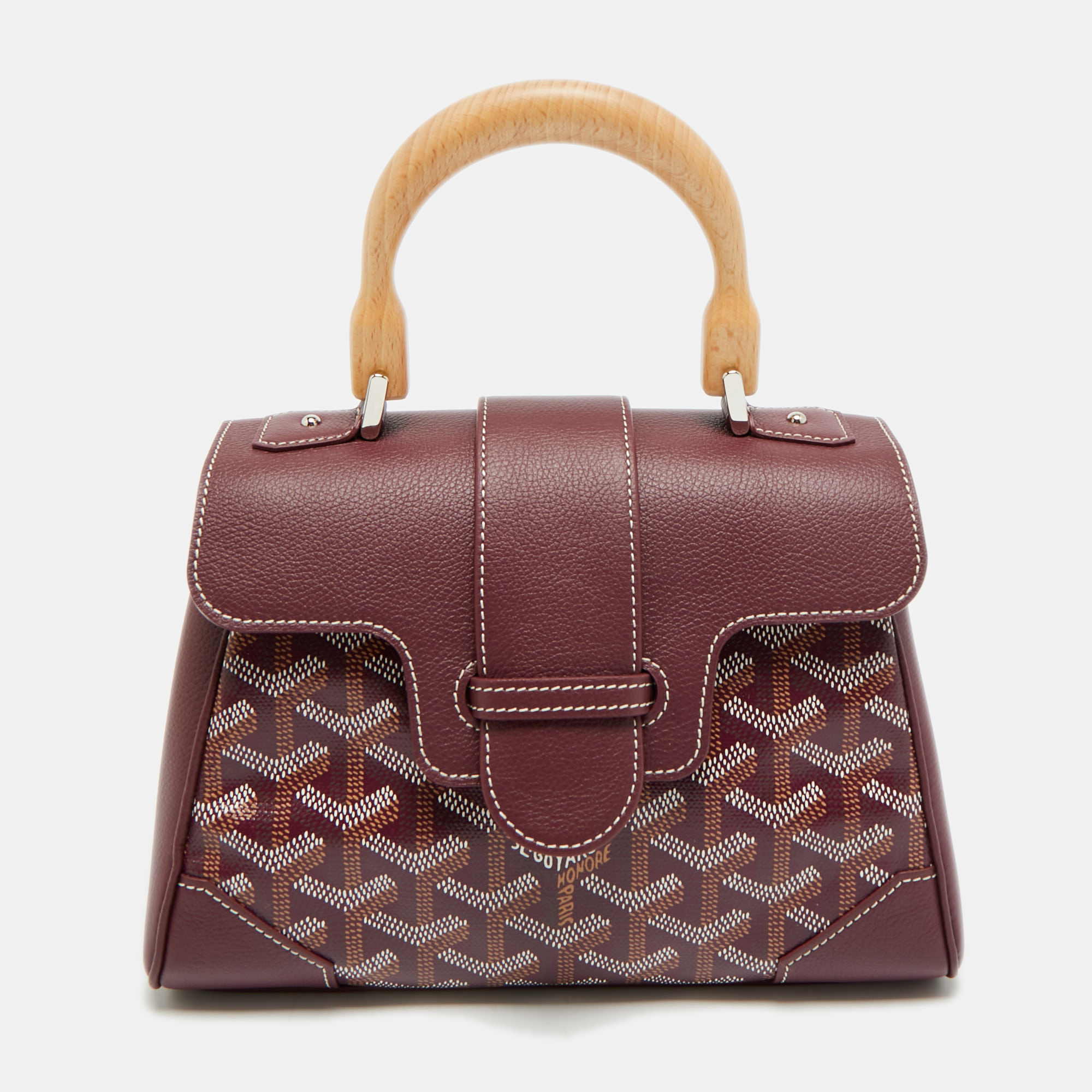 

Goyard Saigon Mini Burgundy Goyardine Coated Canvas and Leather Top Handle Bag