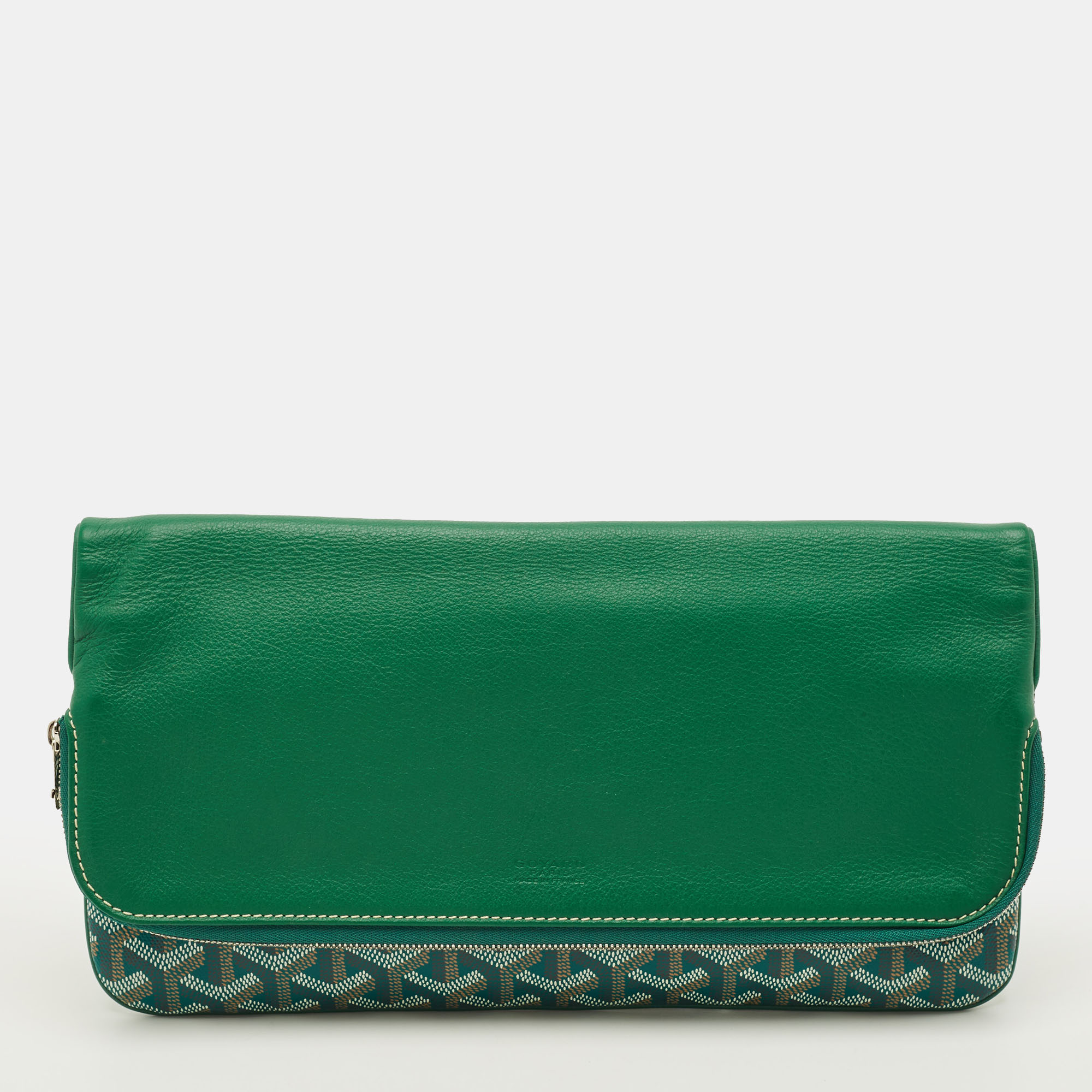 

Goyard Sainte Marie MM Green Goyardine Coated Canvas and Leather Clutch