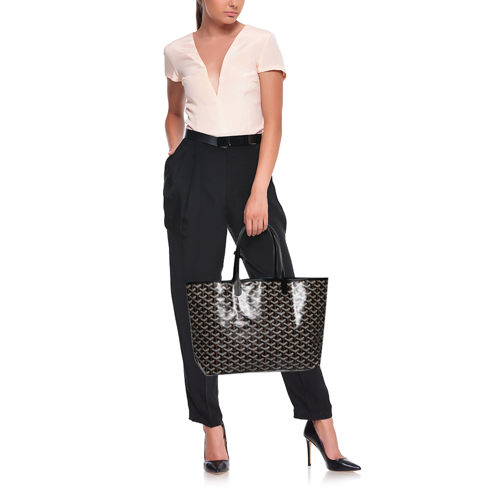 

Goyard Black/Brown Coated Canvas and Leather Saint Louis PM Tote