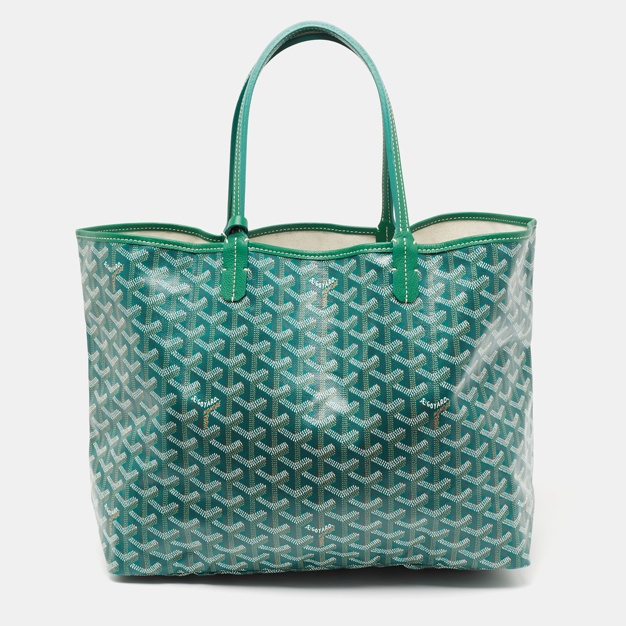 Pre-owned Goyard Ine Coated Canvas And Leather Saint Louis Pm Tote In ...