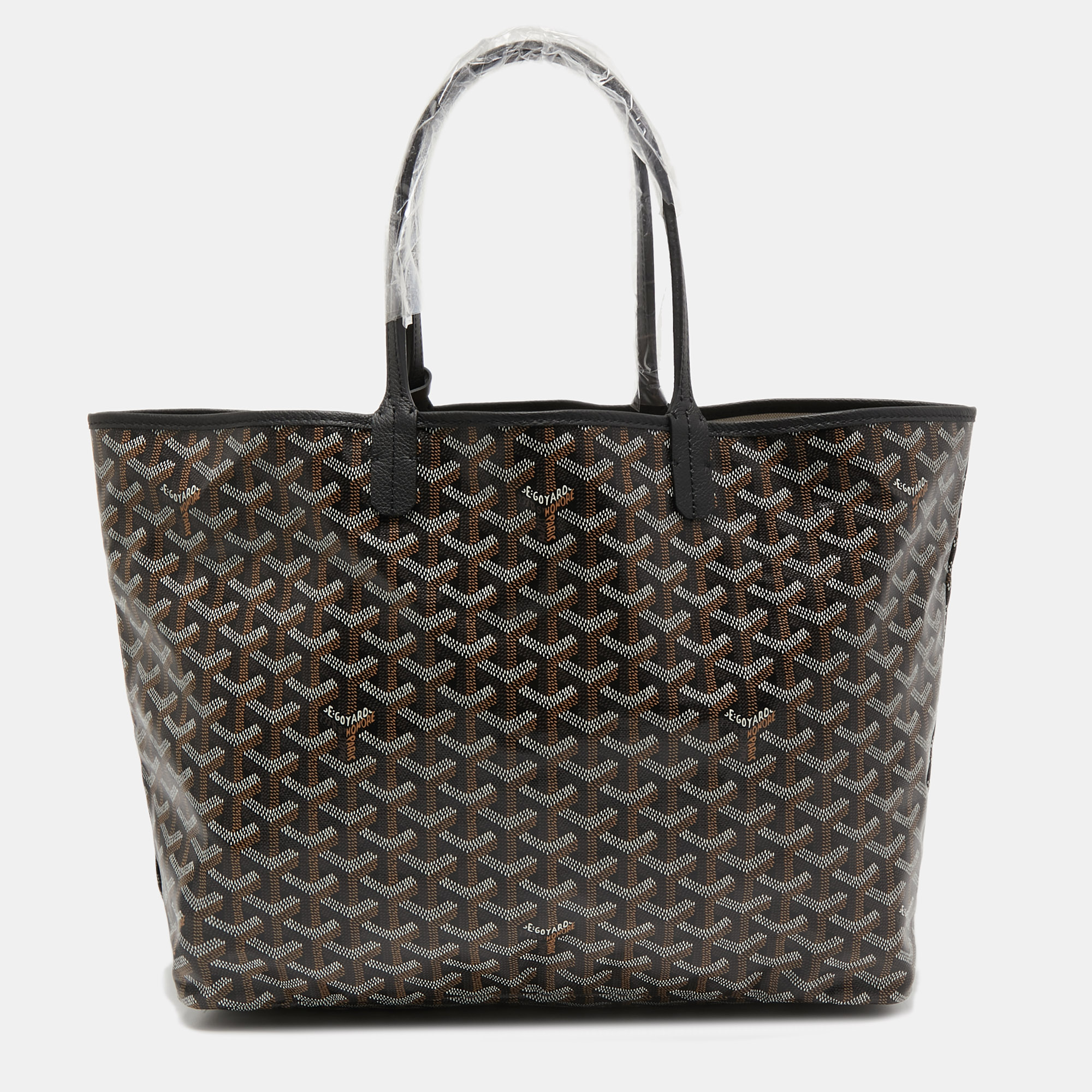 Pre Owned Goyard Black Goyardine Coated Canvas and Leather Saint Louis PM Tote