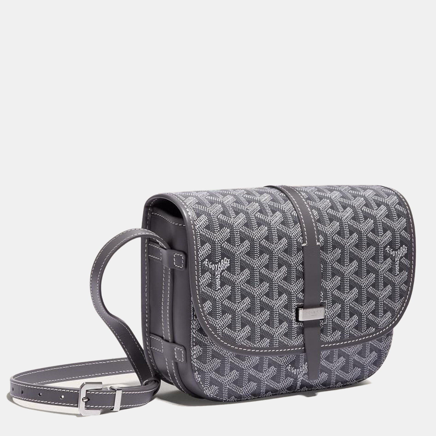 

Goyard Grey Goyardine Coated Canvas and Leather Belvedere PM Saddle Bag