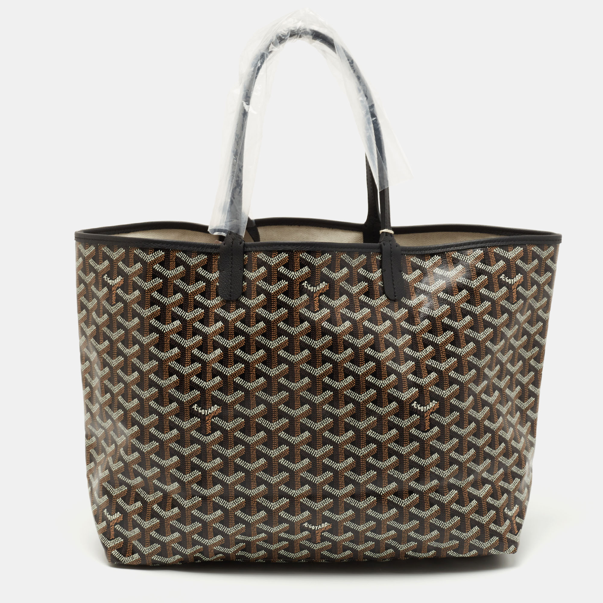 Pre Owned Goyard Black Goyardine Coated Canvas and Leather Saint Louis PM Tote
