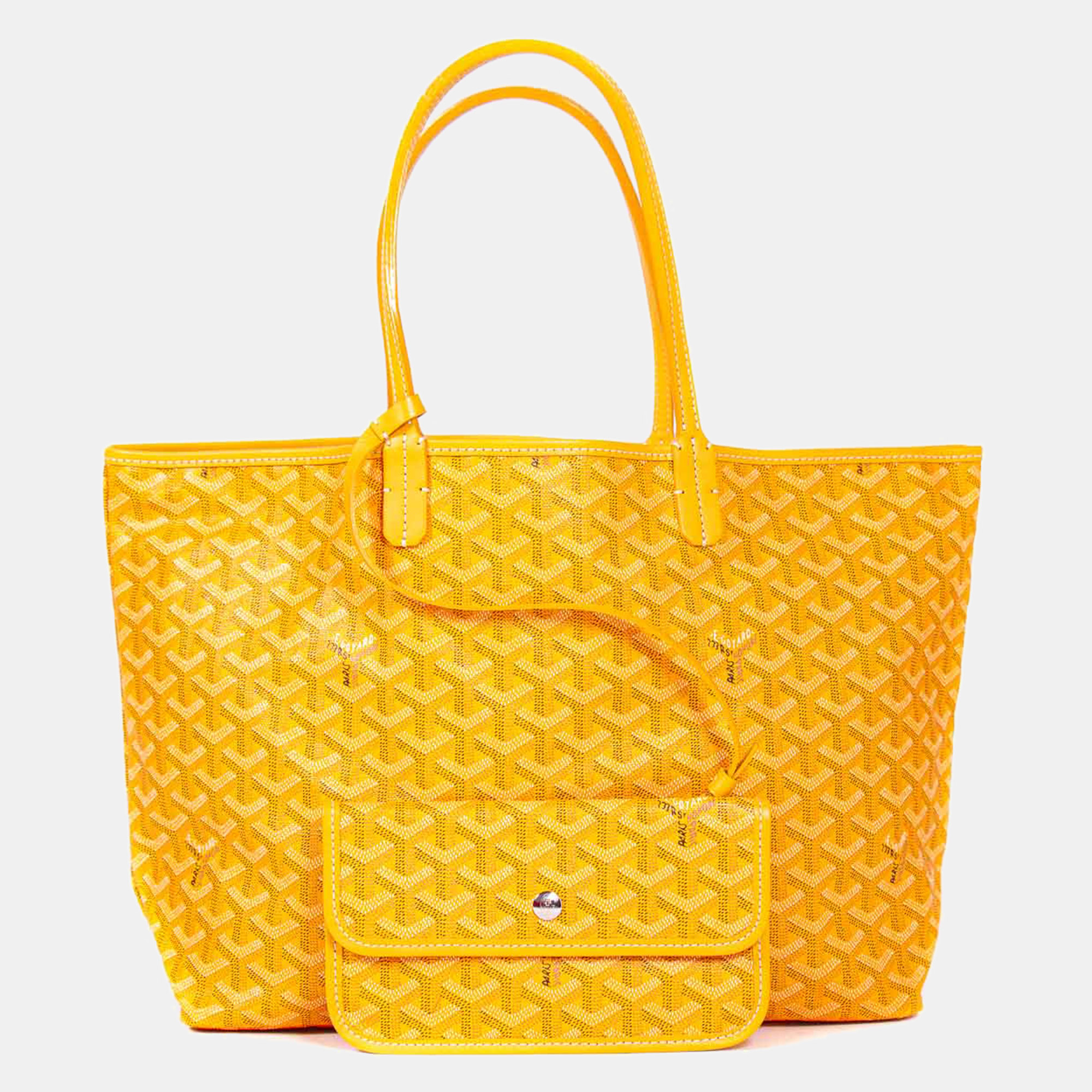 Pre-owned Goyard Ine Coated Canvas And Leather Saint Louis Pm Tote In Yellow