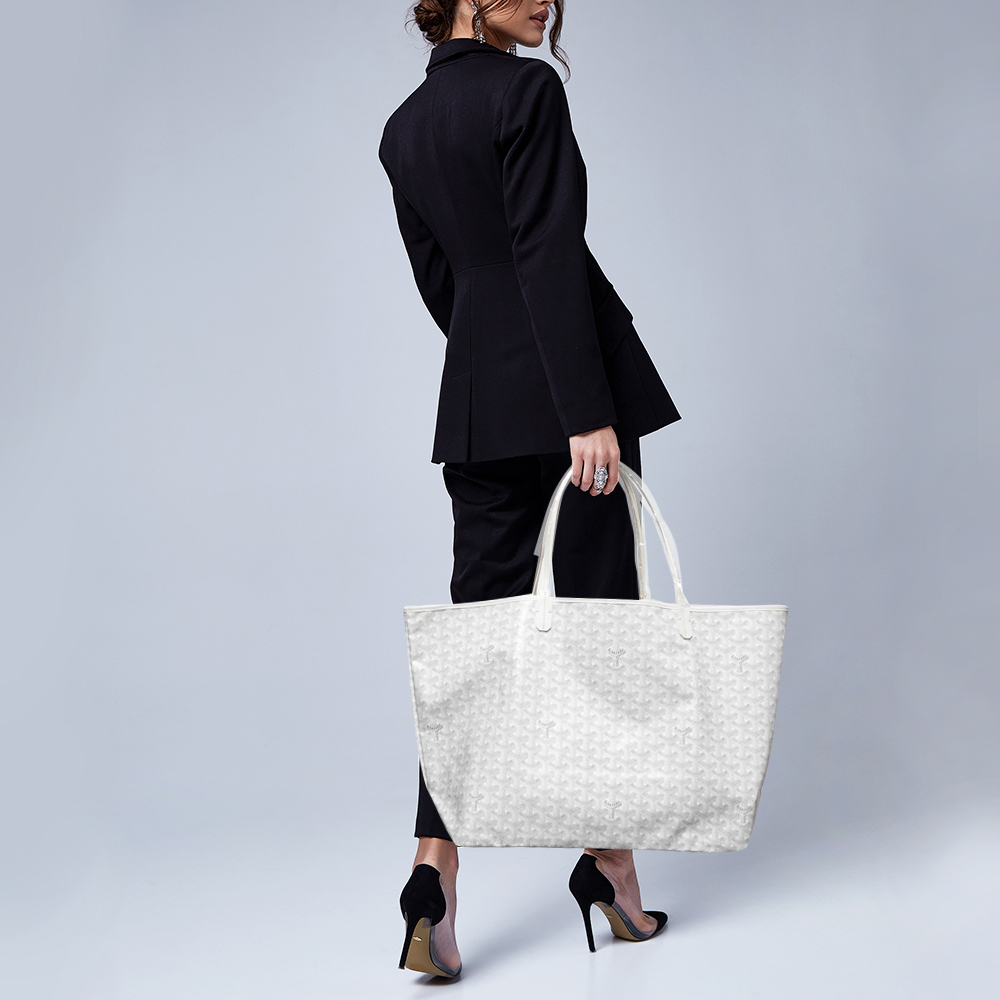 

Goyard White Goyardine Coated Canvas and Leather Saint Louis GM Tote