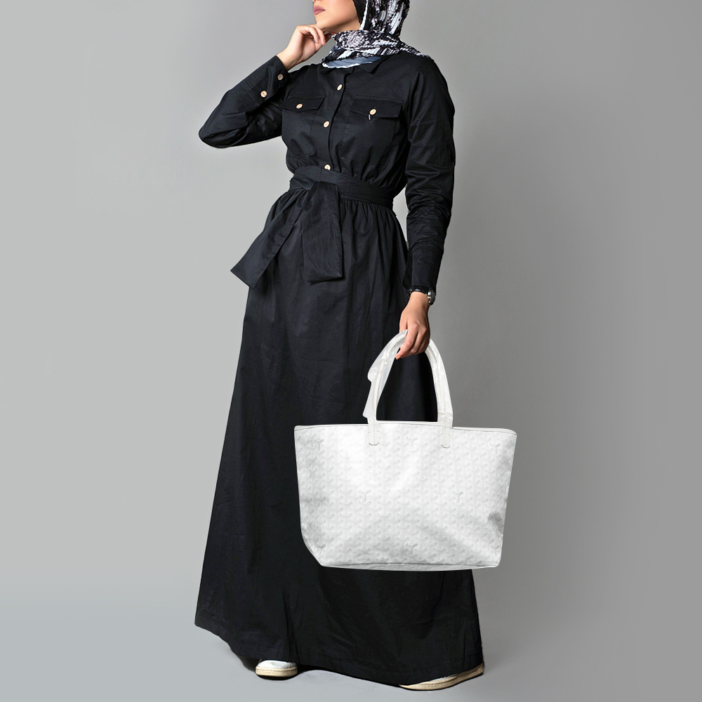 

Goyard White Goyardine Coated Canvas and Leather Saint Louis PM Tote
