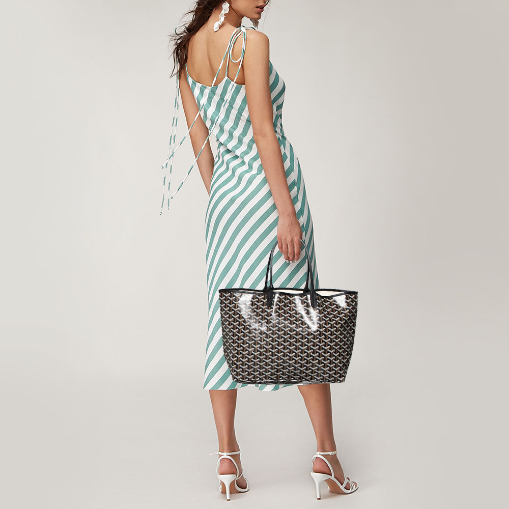 

Goyard Black Goyardine Coated Canvas and Leather Saint Louis PM Tote