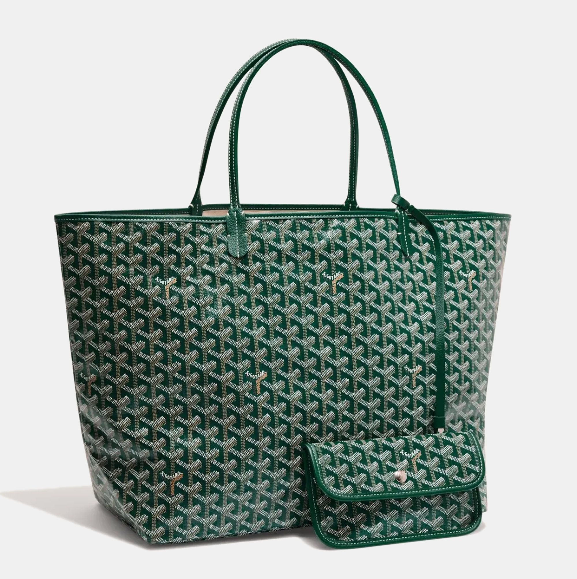 Pre-owned Goyard Ine Coated Canvas And Leather Belvedere Mm Saddle Bag In  Green